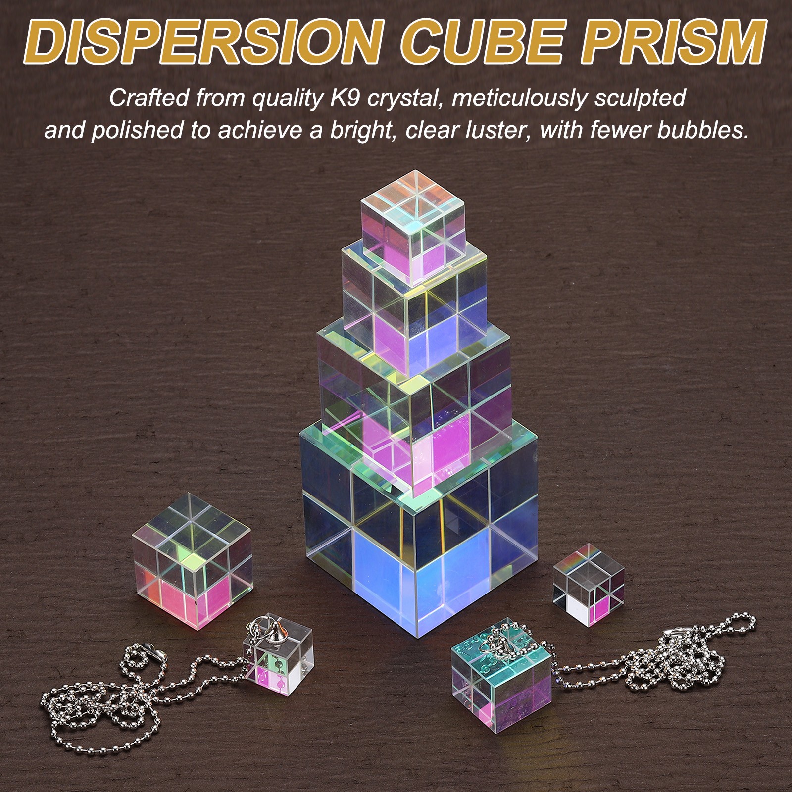 Cube Prism, 50mm K9 Crystal Prism Optical Glass X-Cube Glass Figurine