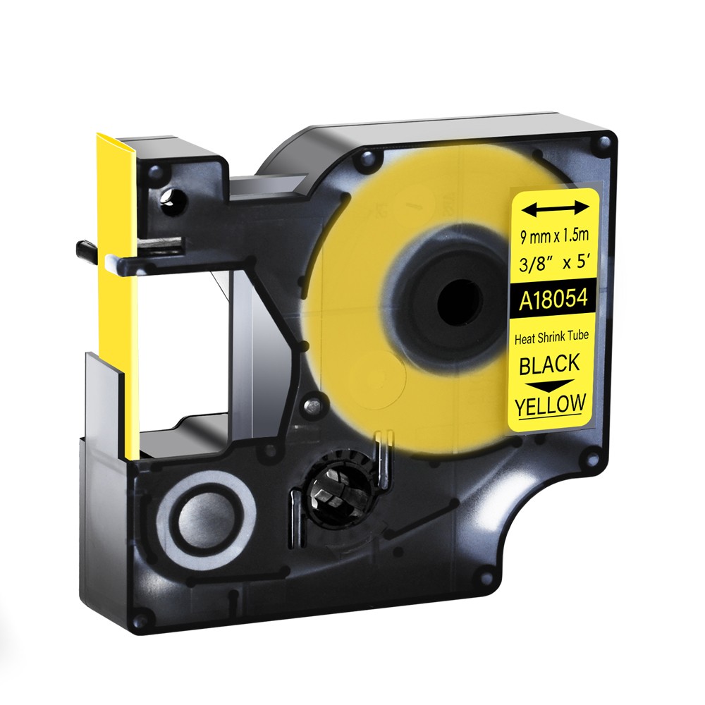 Industrial Black Print on White / Yellow Heat Shrink Tube For Dymo RHINO 6000