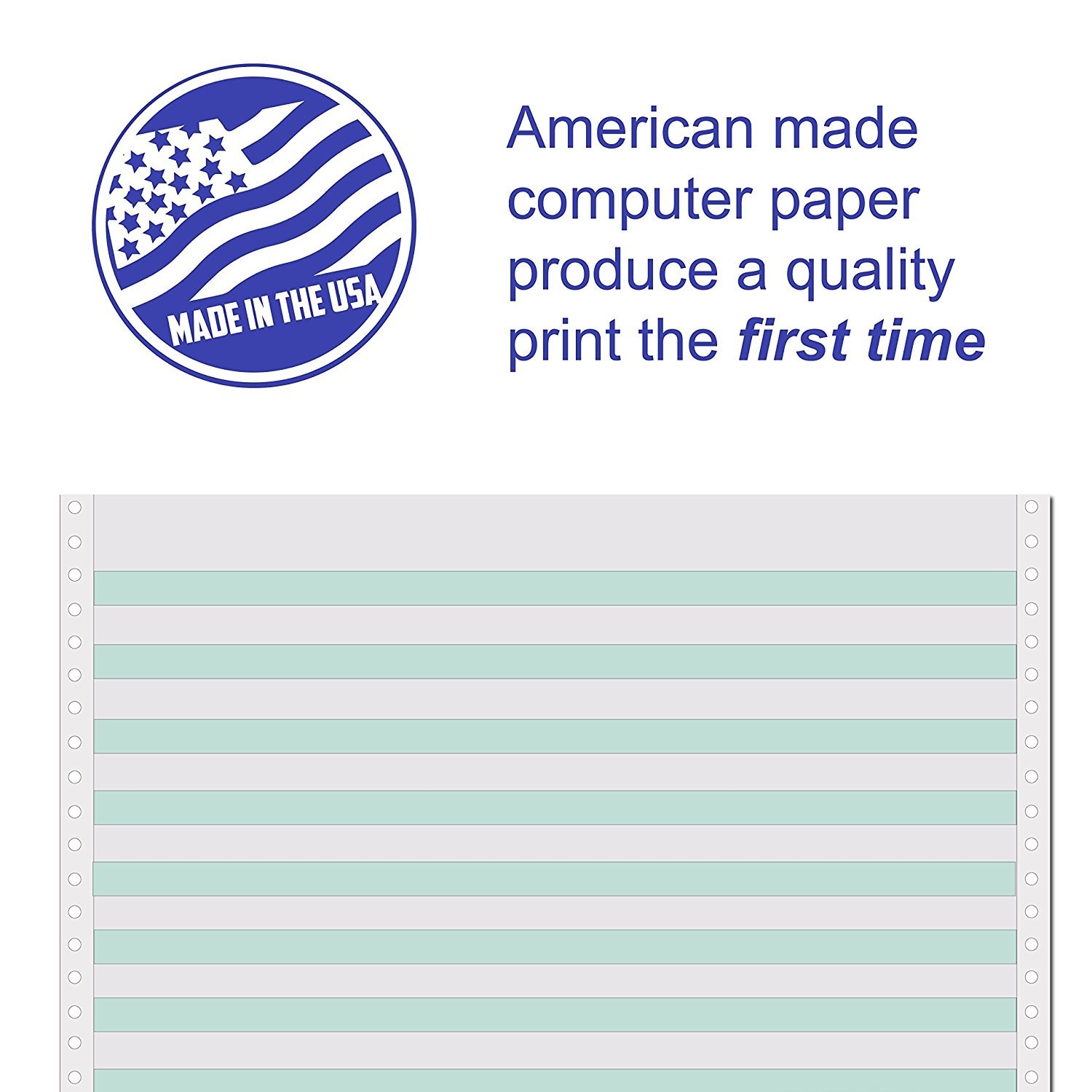 Alliance Continuous Paper 14-7/8×11″ 1/2″ Green Bar 1Pt 20lb 92 Bright, 2300/Ctn