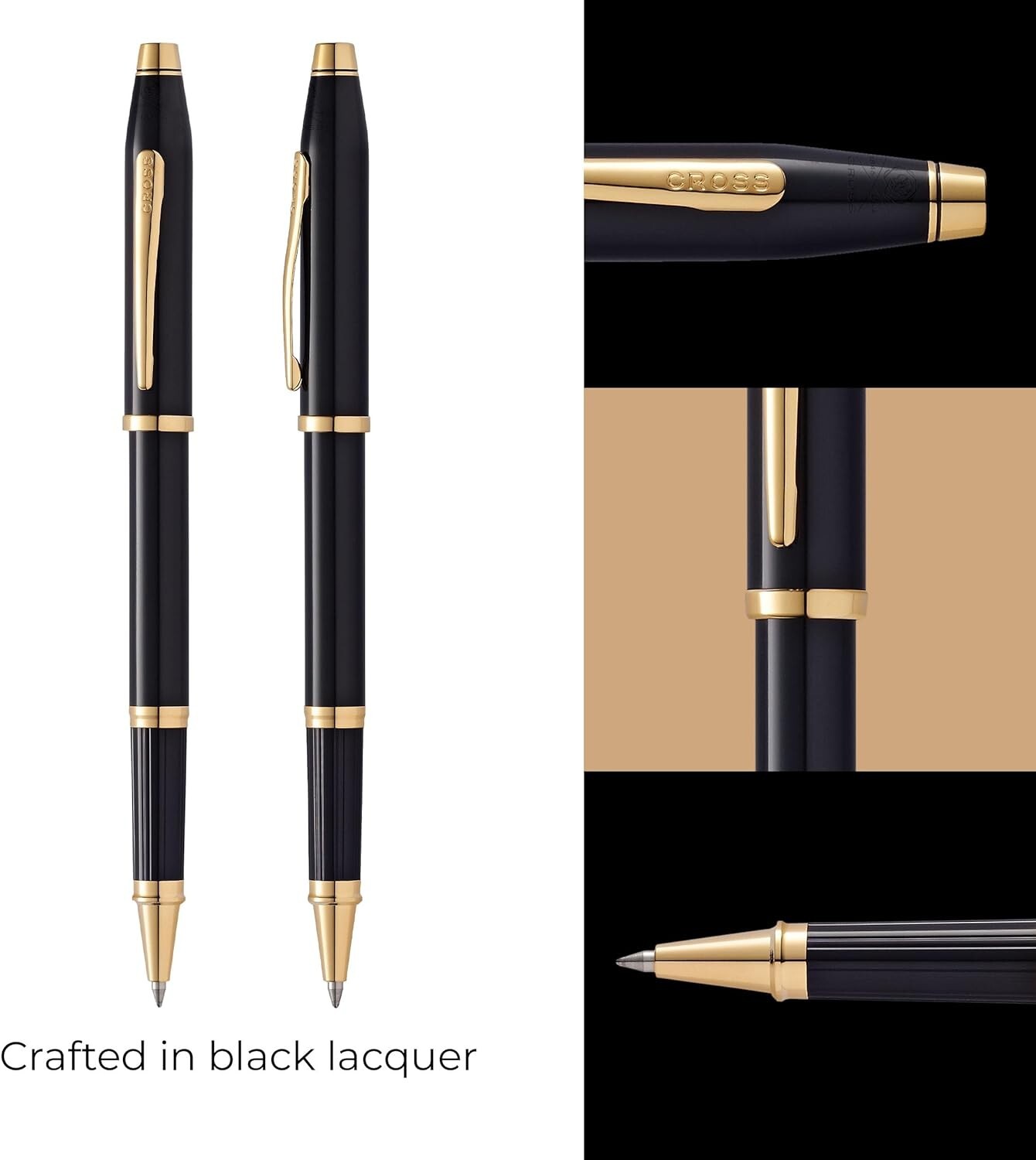 Cross Century II Luxury Medalist Rollerball Pen Black 23KT Gold Plated Trim Gift