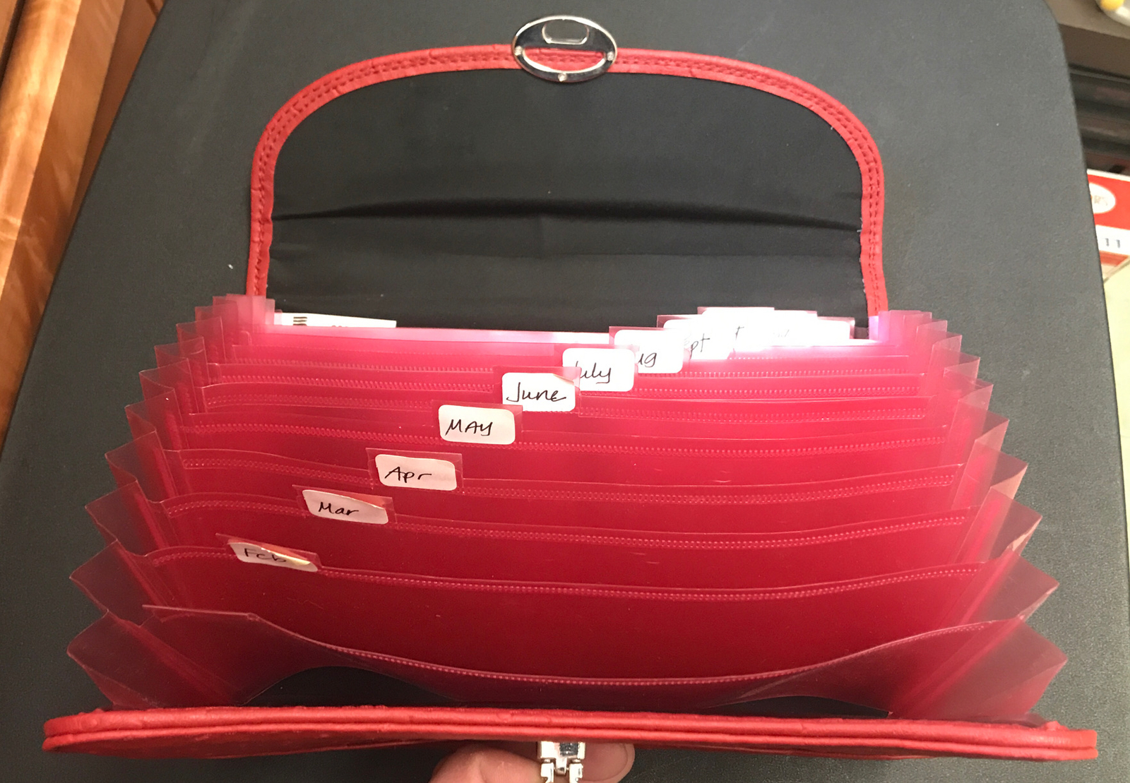 Better Office Products Pocket Expanding File Red Purse Bag 10.5”