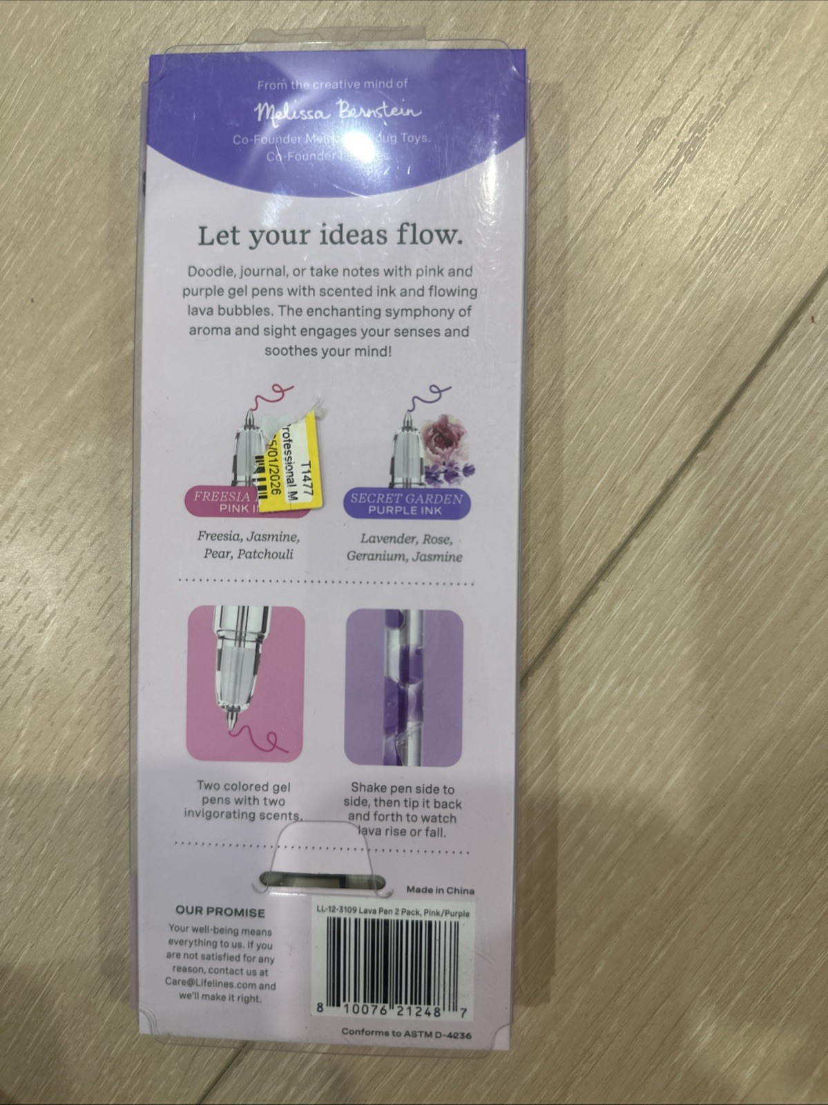 Scented Lava Gel Pen Set, 2-Pack Pink Purple 0.5mm Colored Gel Pens Infused