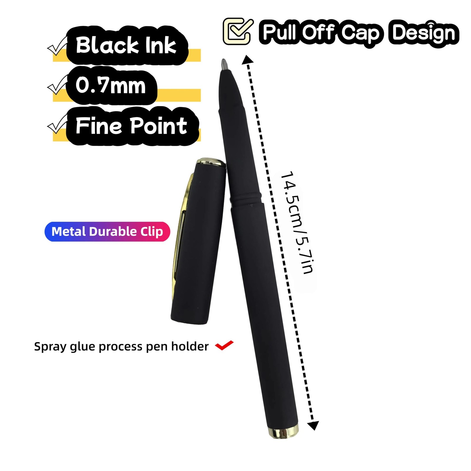 18 PCS Gel Ink Rollerball Pens Black Ink Fine Point 0.7mm QuickDrying 07P18