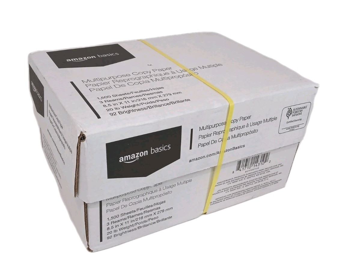 Amazon Basics Multipurpose Copy Printer Paper 20 lb 8.5 x 11 Inches 8 Reams 4000
