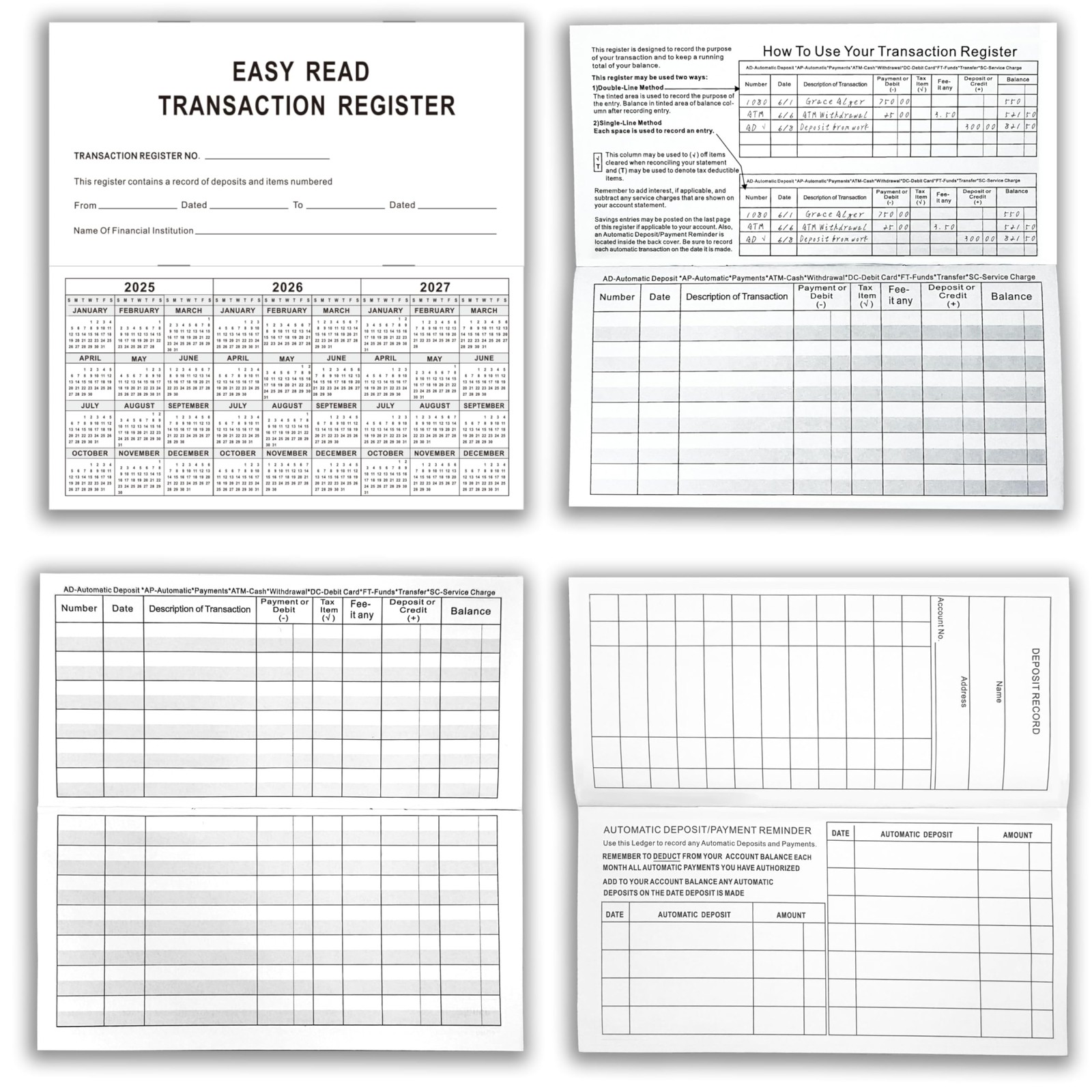 12 Pack 6×3 Personal Checkbook Registers Blank Ledger Transaction Banking Saving