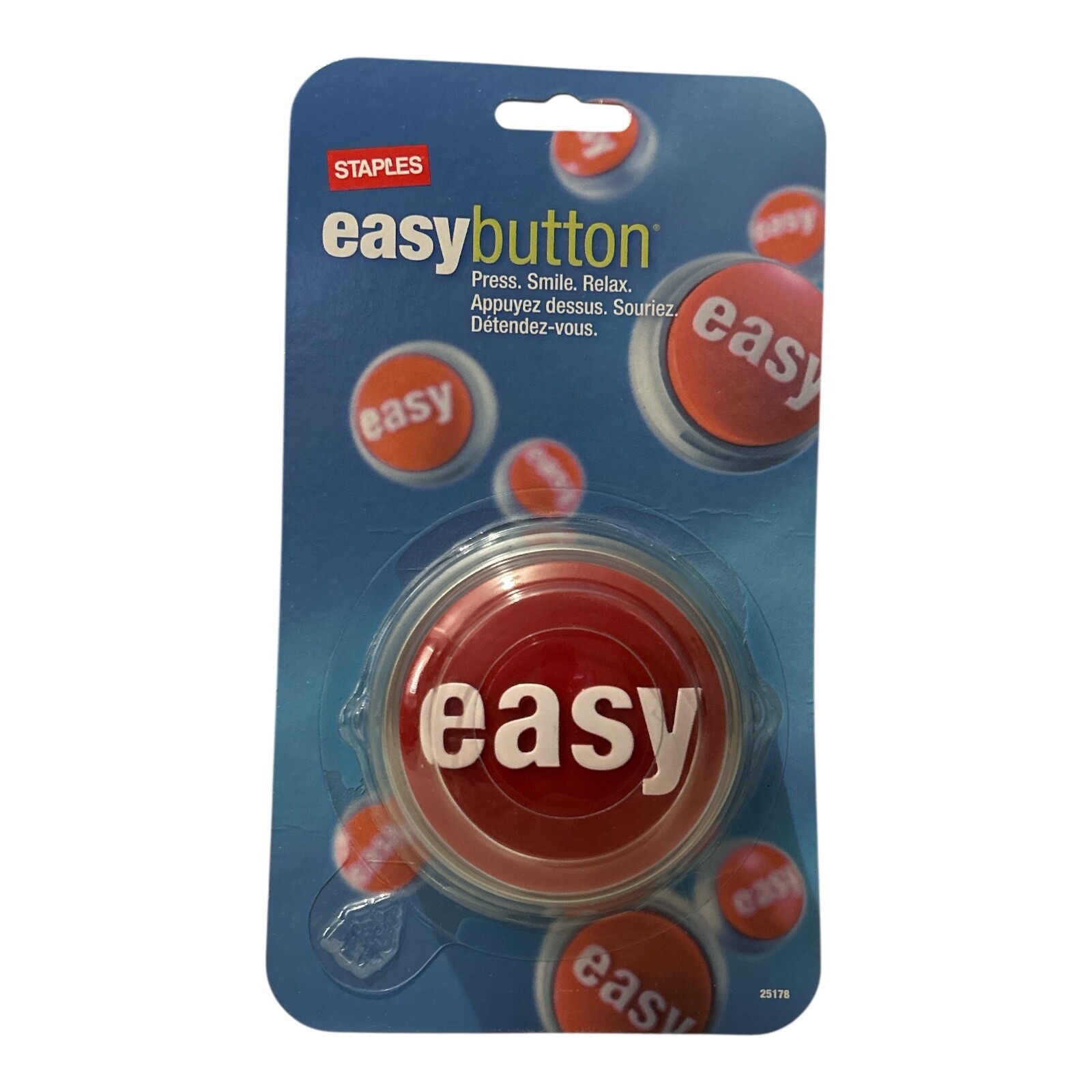 STAPLES EASY BUTTON THAT WAS TALKING OFFICE GIFT COLLECTOR ITEM ENGLISH RED A2