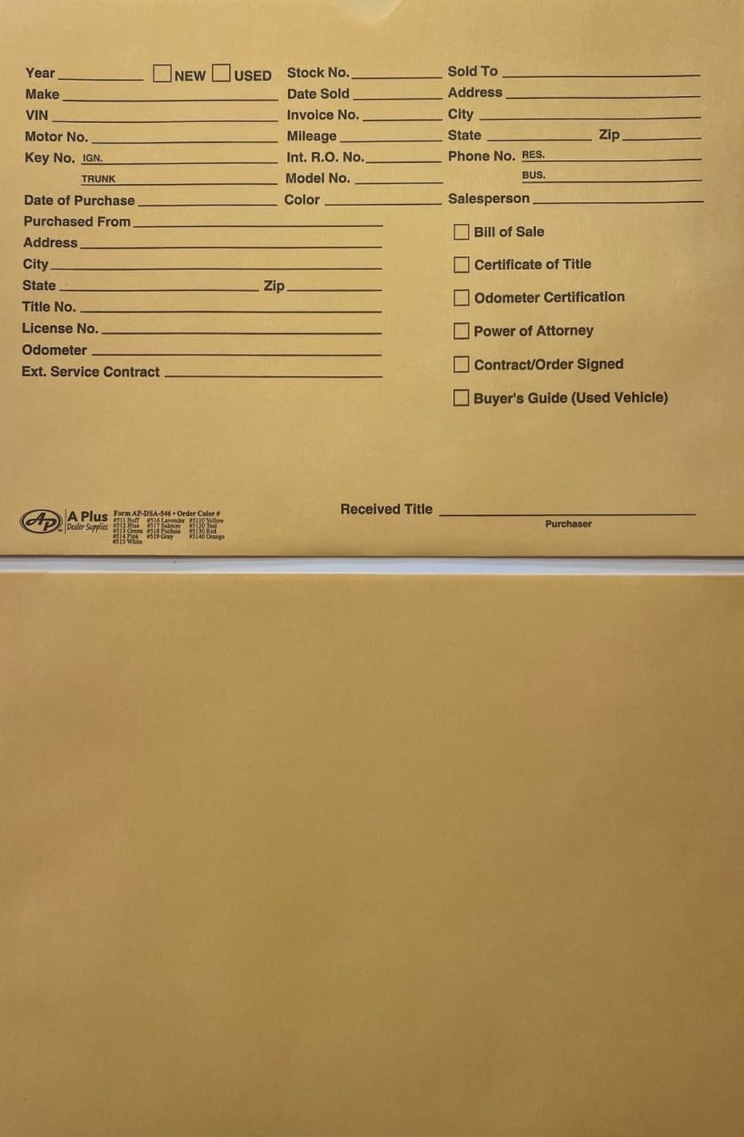 A Plus Vehicle Dealer Jackets for New or Used Car Sales #511 DSA-546 Buff, 10…
