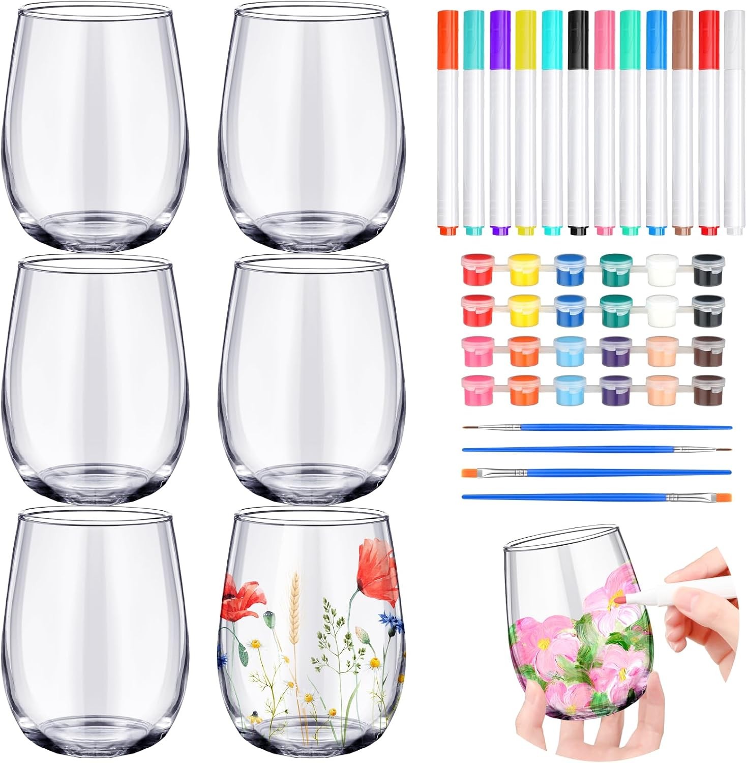 Paint Your Own Wine Glass Crafts Glass Painting DIY Markers Acrylic Paint with