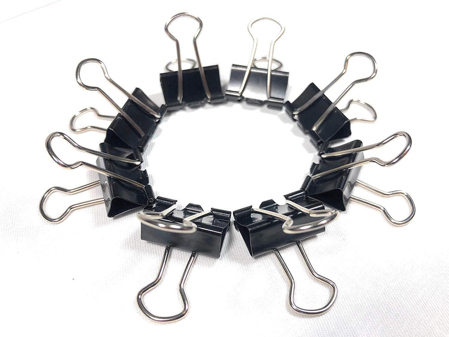 Set of 16 Binder Clips, Clamp for Paper l Easy to use – Black