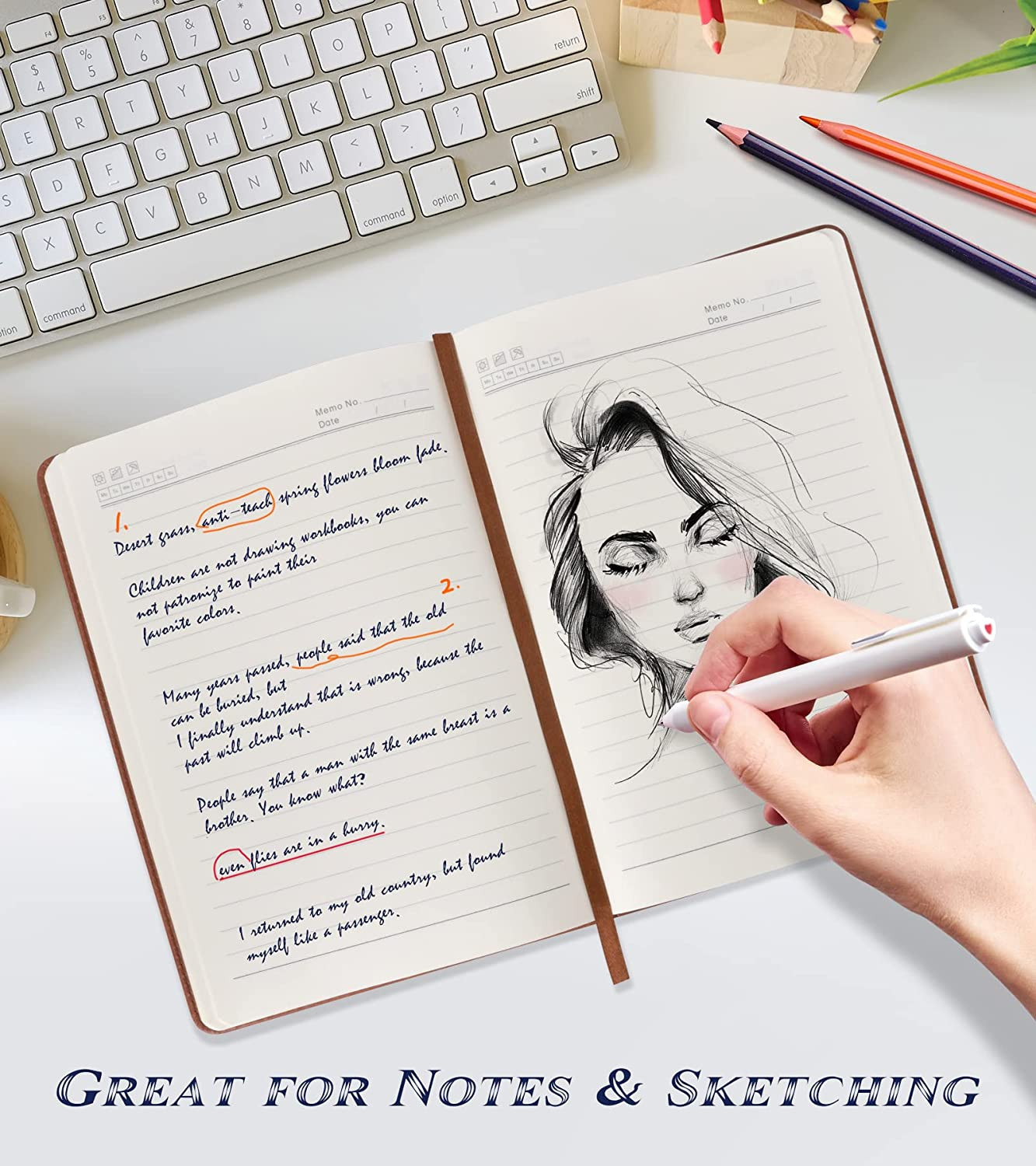 Lined Journal Notebook for Women Men,256 Pages A5 Hardcover Leather Journals for