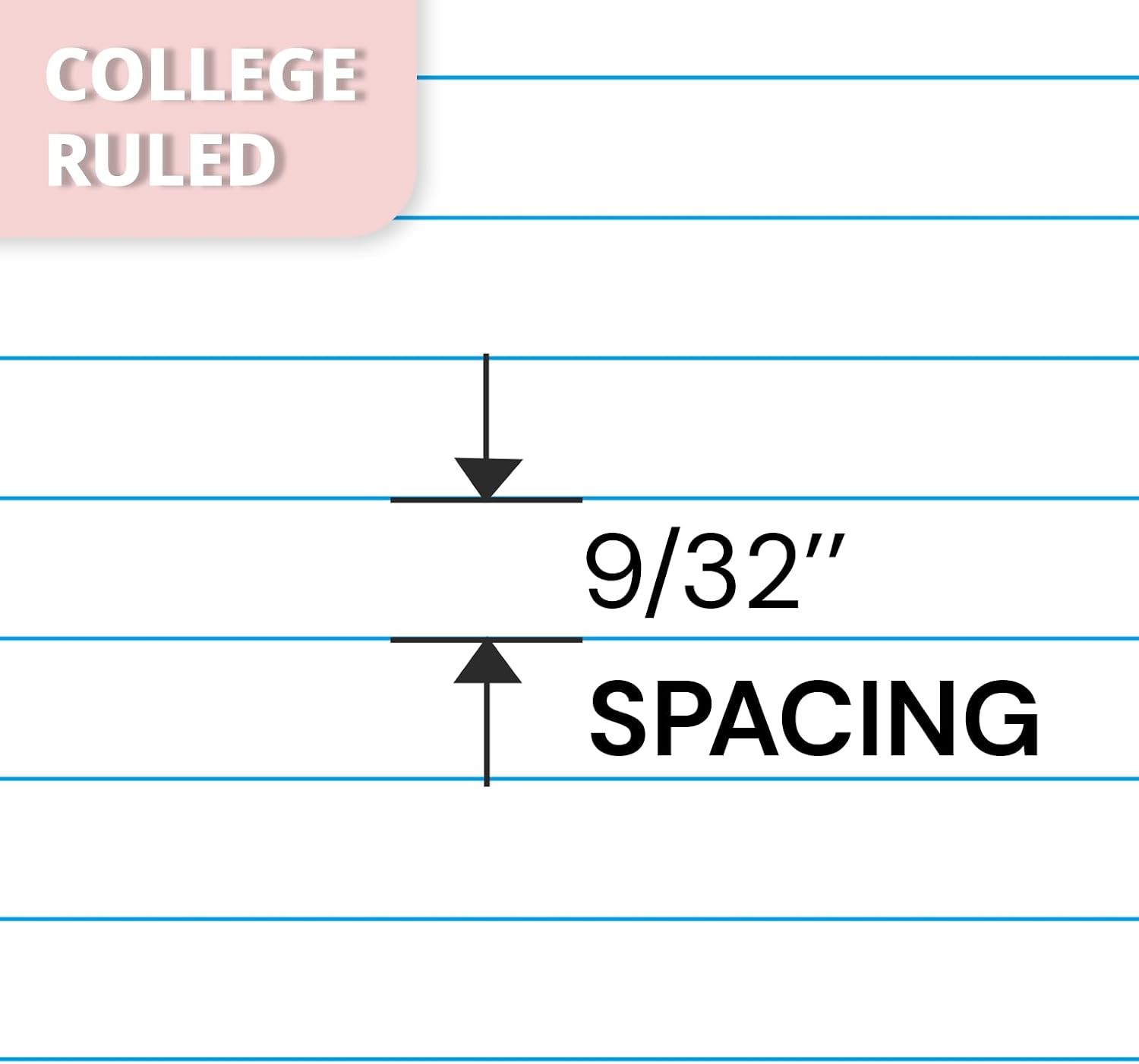 3 Subject Spiral Notebook, 3 Pack, College Ruled, 9 x 11 in, 150 Sheets,