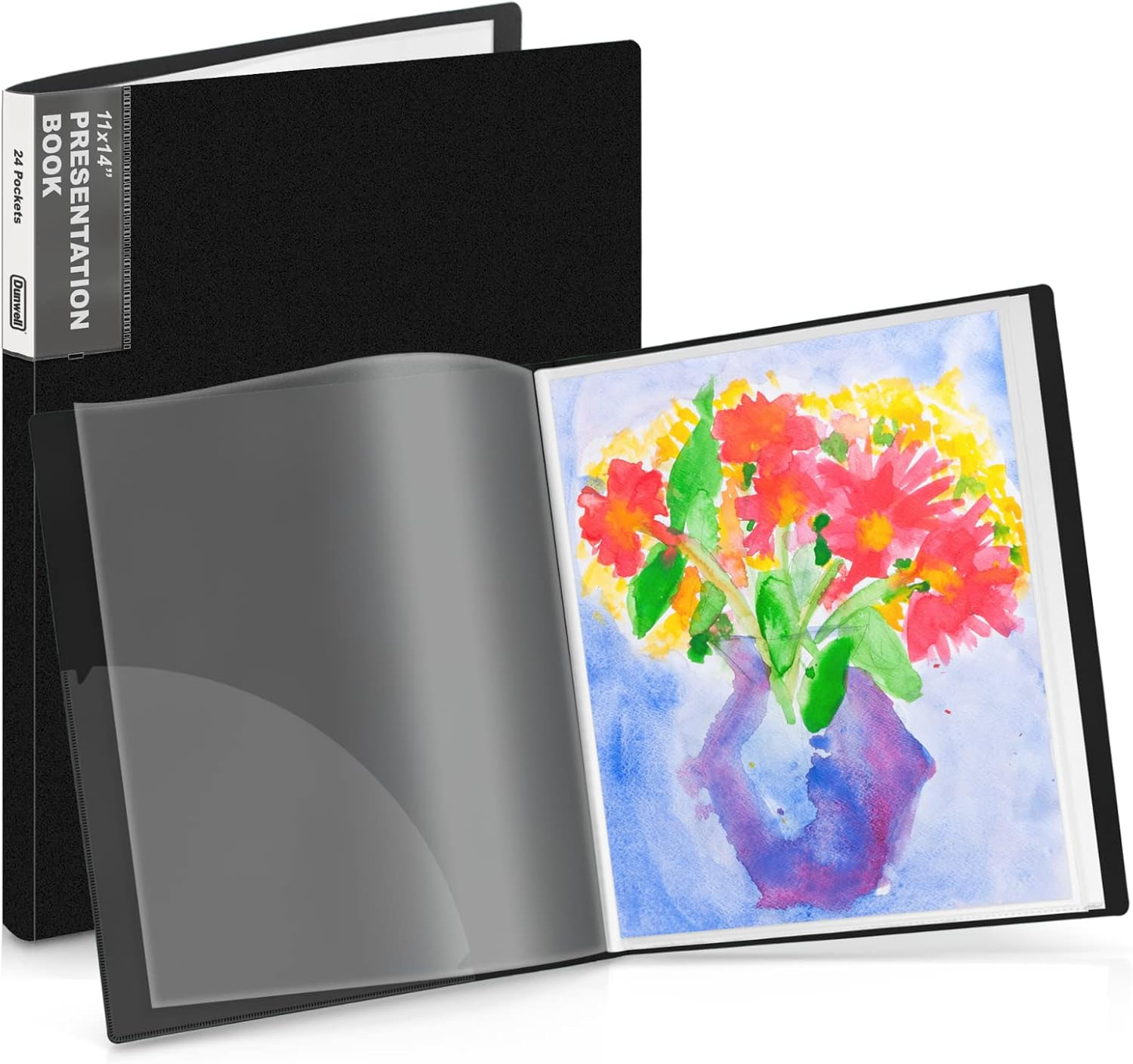 11X14 Binder with Sleeves (Black), 24 Pockets Display 48 Pages, Large Folder wit