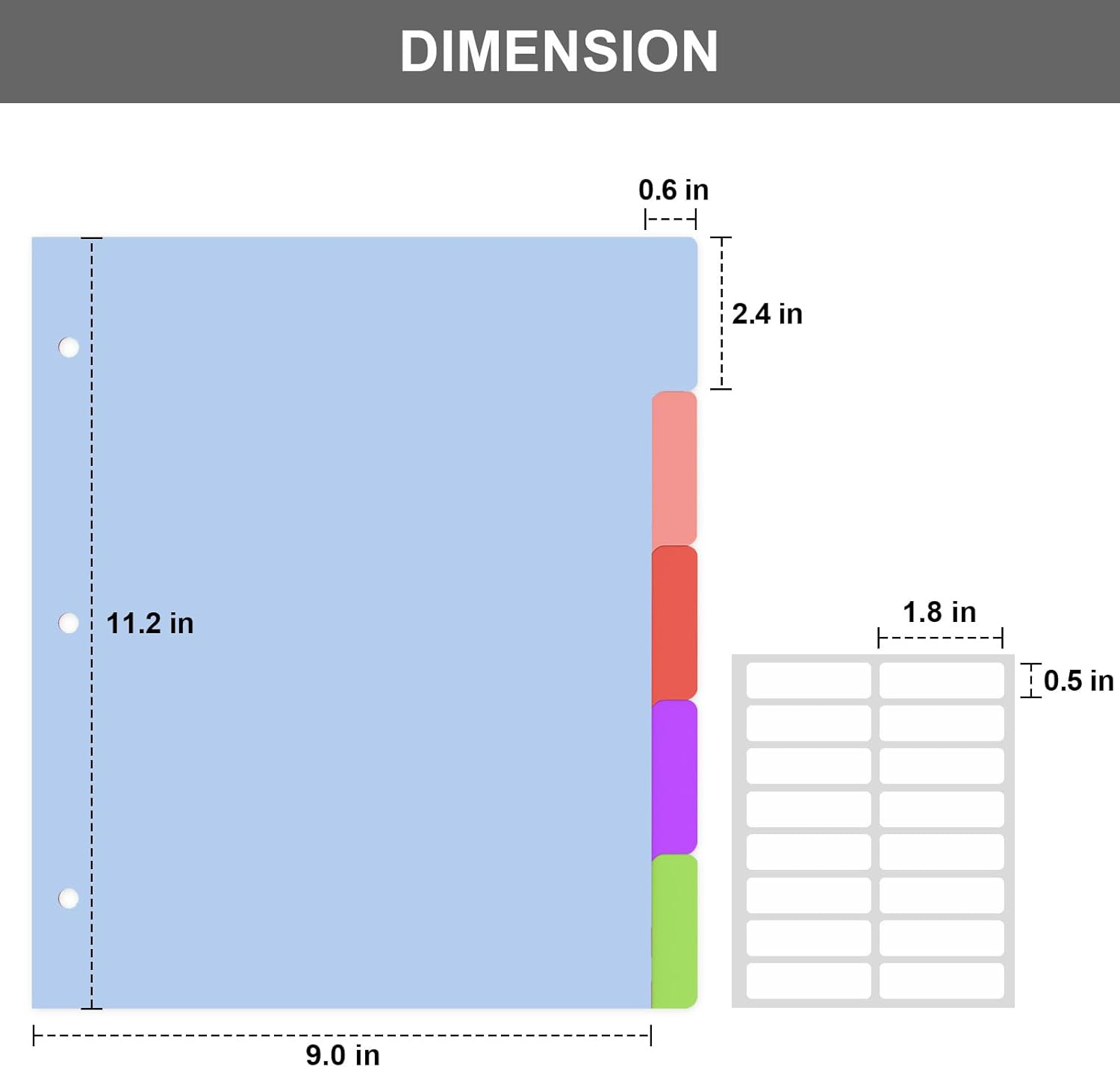 10Pcs/2 Set 5 Tab Dividers for 3 Ring Binder, 10 Pcs Multicolor 3 Ring Binder…