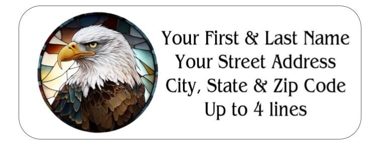 150 Bald Eagle Stained glass style 2 Mailing Return Address Labels Personalized