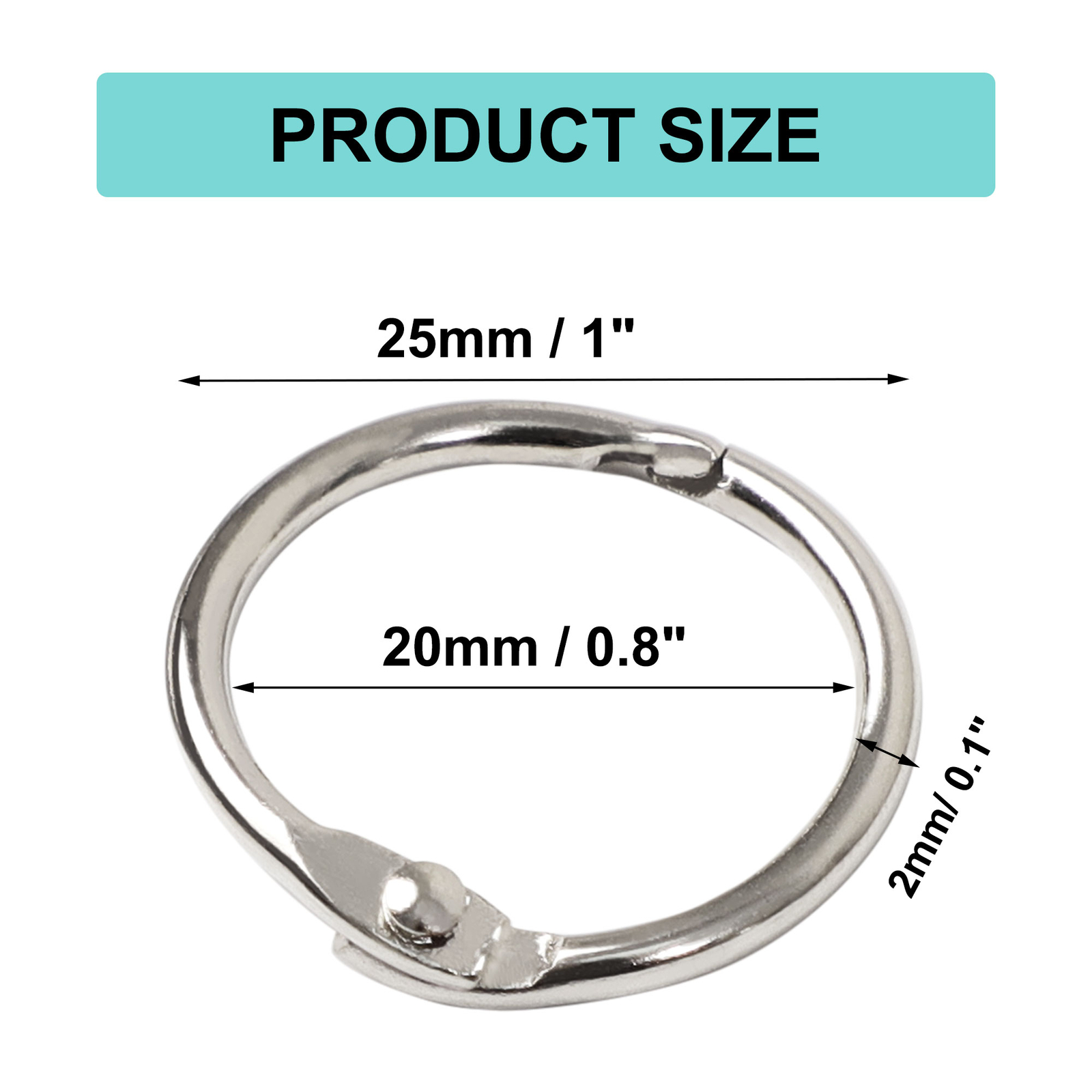 0.8″ Loose Leaf Binder Rings Metal 70pcs Office Book Rings Hinge Locking Rings