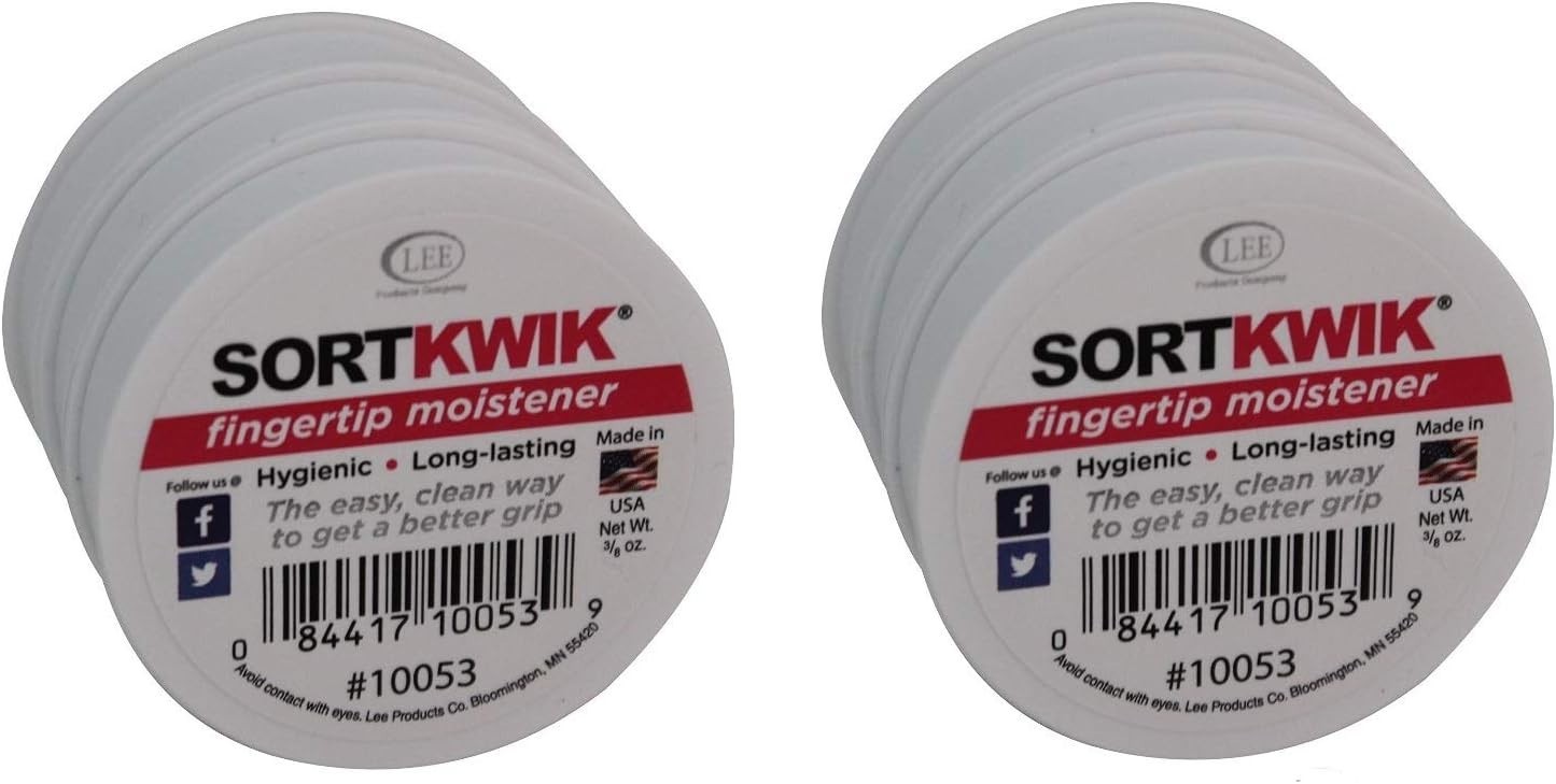 6 Pack of LEE Sortkwik Fingertip Moisteners, 3/8 oz in Pink – Count with Ease