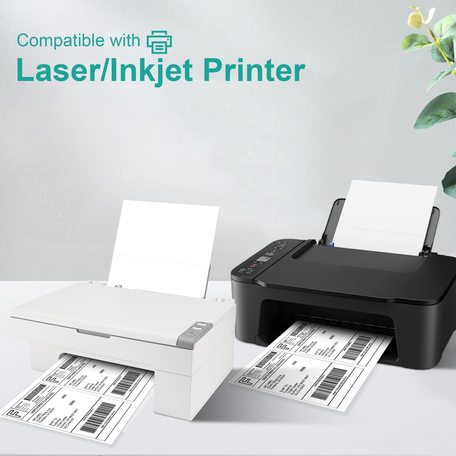 MFLABEL 8.5 x 11 Inch Half Sheet Shipping Labels – 8.5″ x 5.5″ (2-up), White
