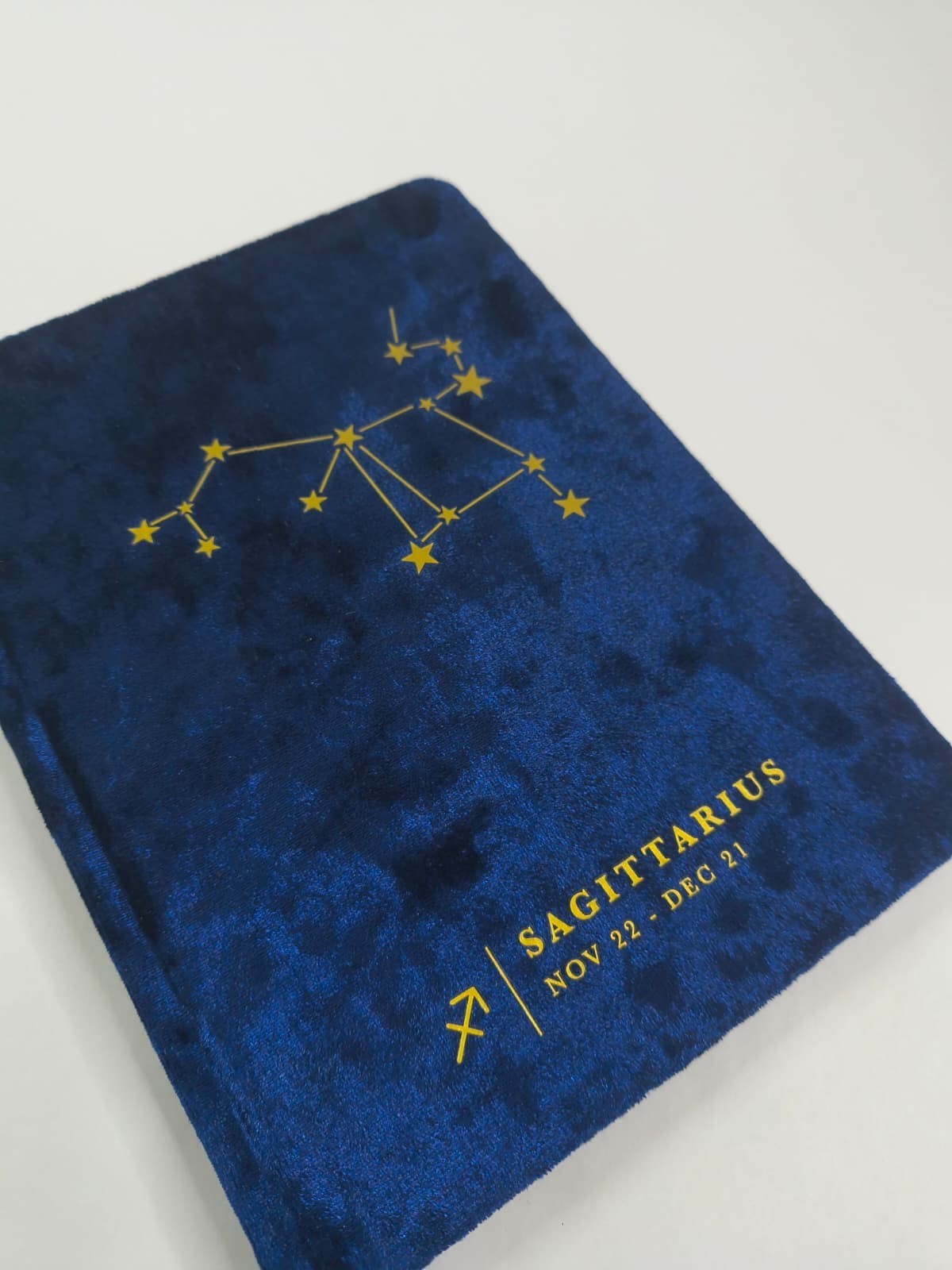 Sagittarius Constellation A5 Journal Navy Blue Velvet Gold Gilded Lined Notebook