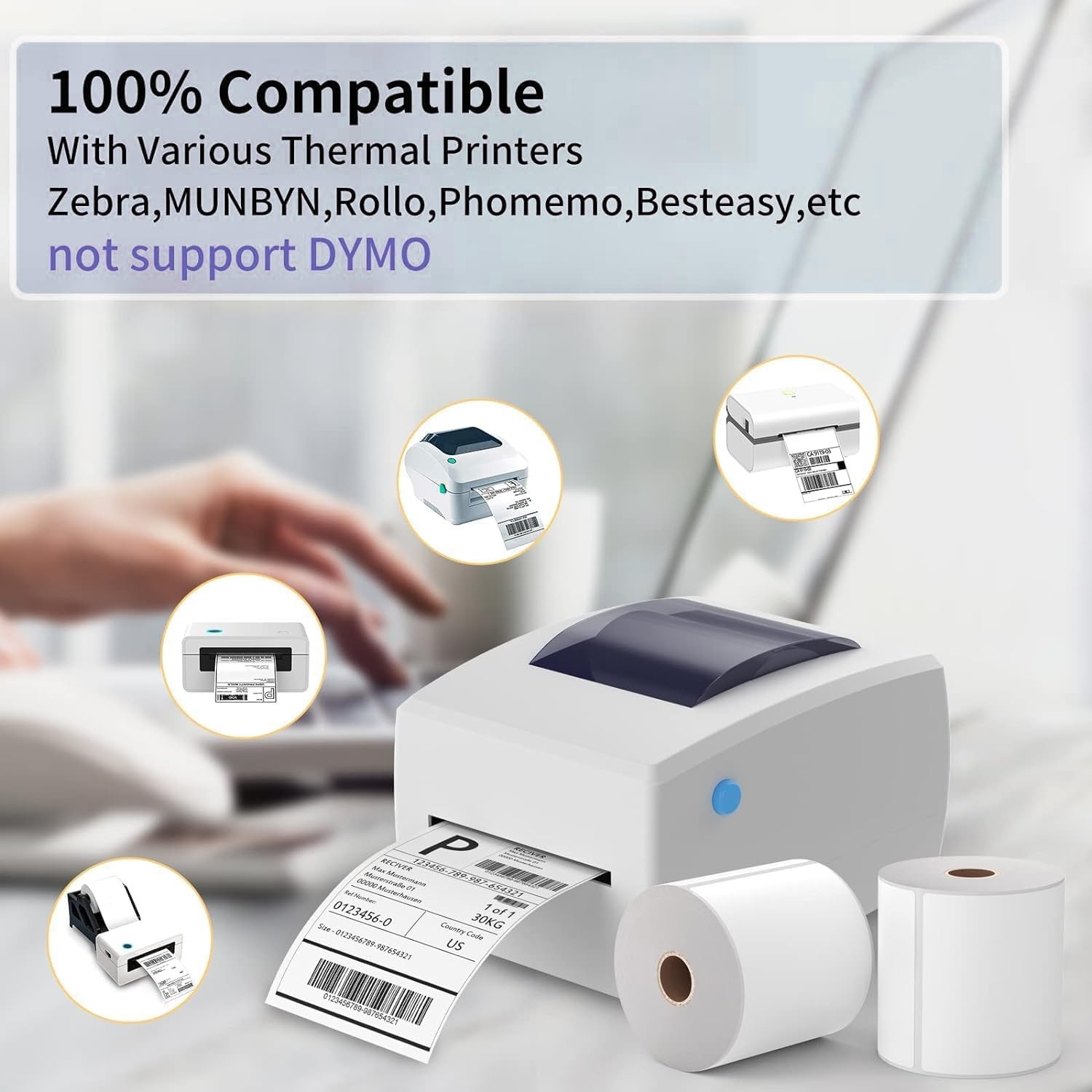 450/Roll 4″x6″ Direct Thermal Shipping Labels For Zebra ZP450 Eltron LP2844 UPS