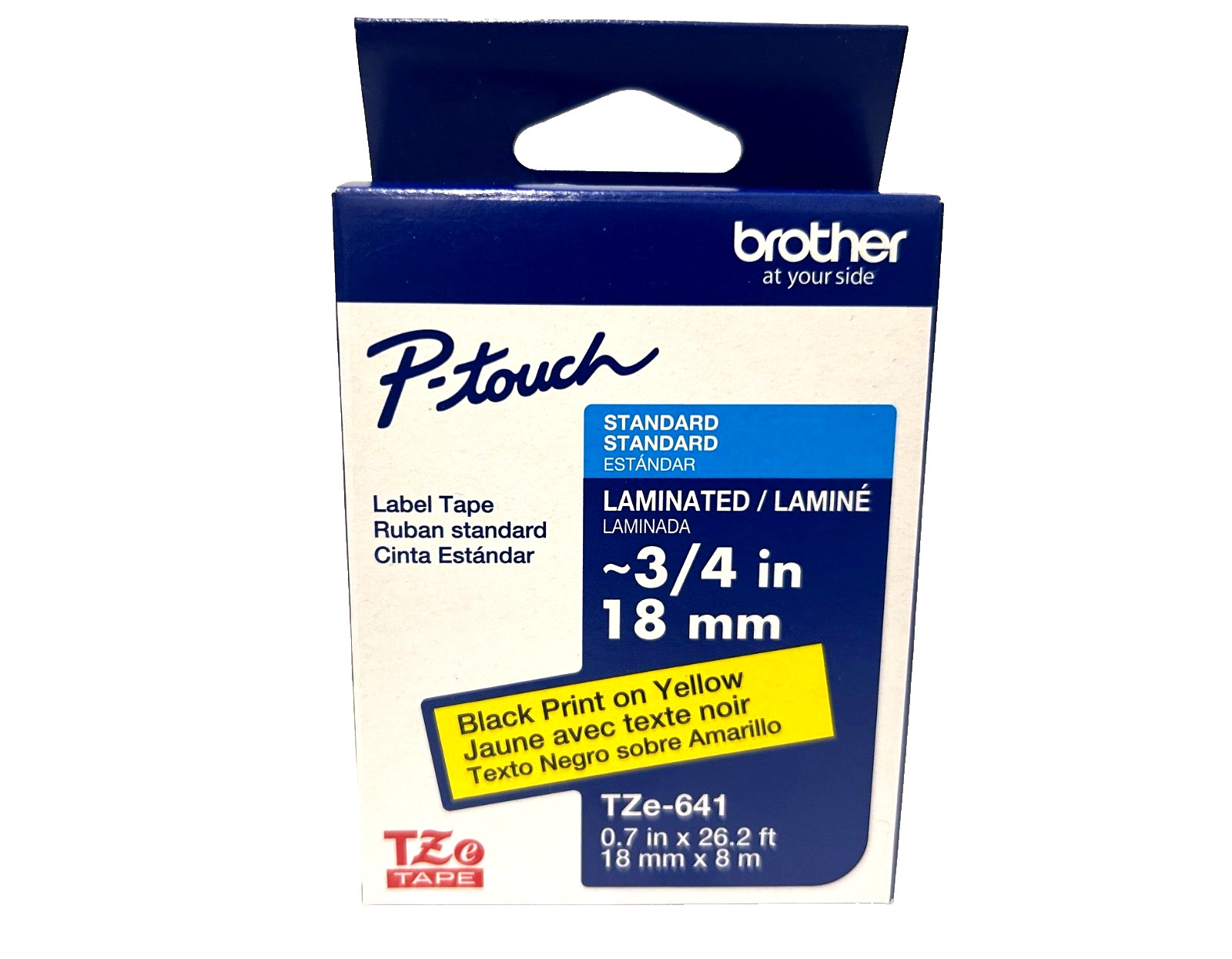 New Genuine Brother P-Touch TZe-641 Black on Yellow Tape 18MM 3/4 INCH