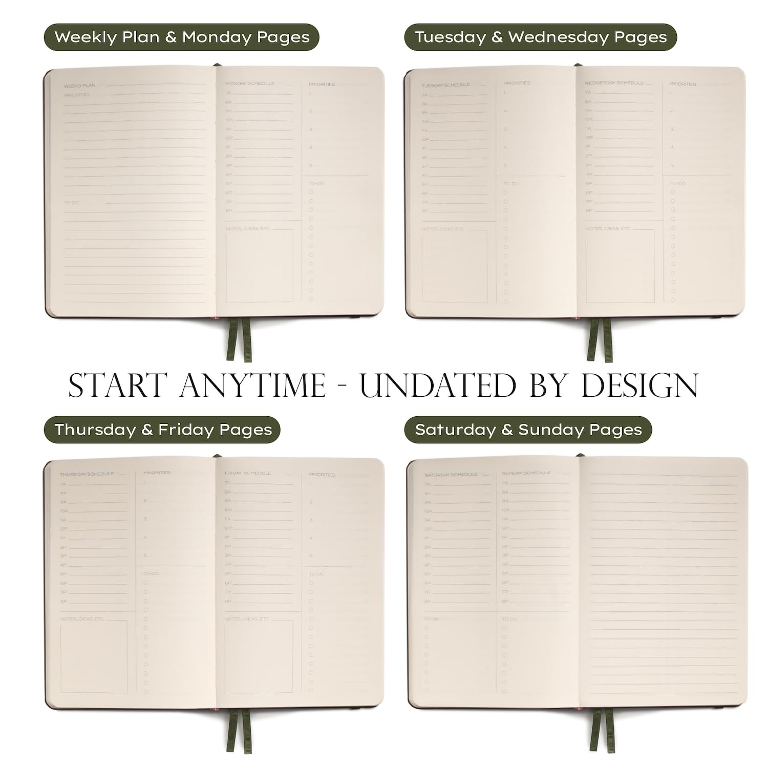 Anecdote Daily Planner w/ 2026-2027 Calendar | Start Anytime 26 Weeks Undated…