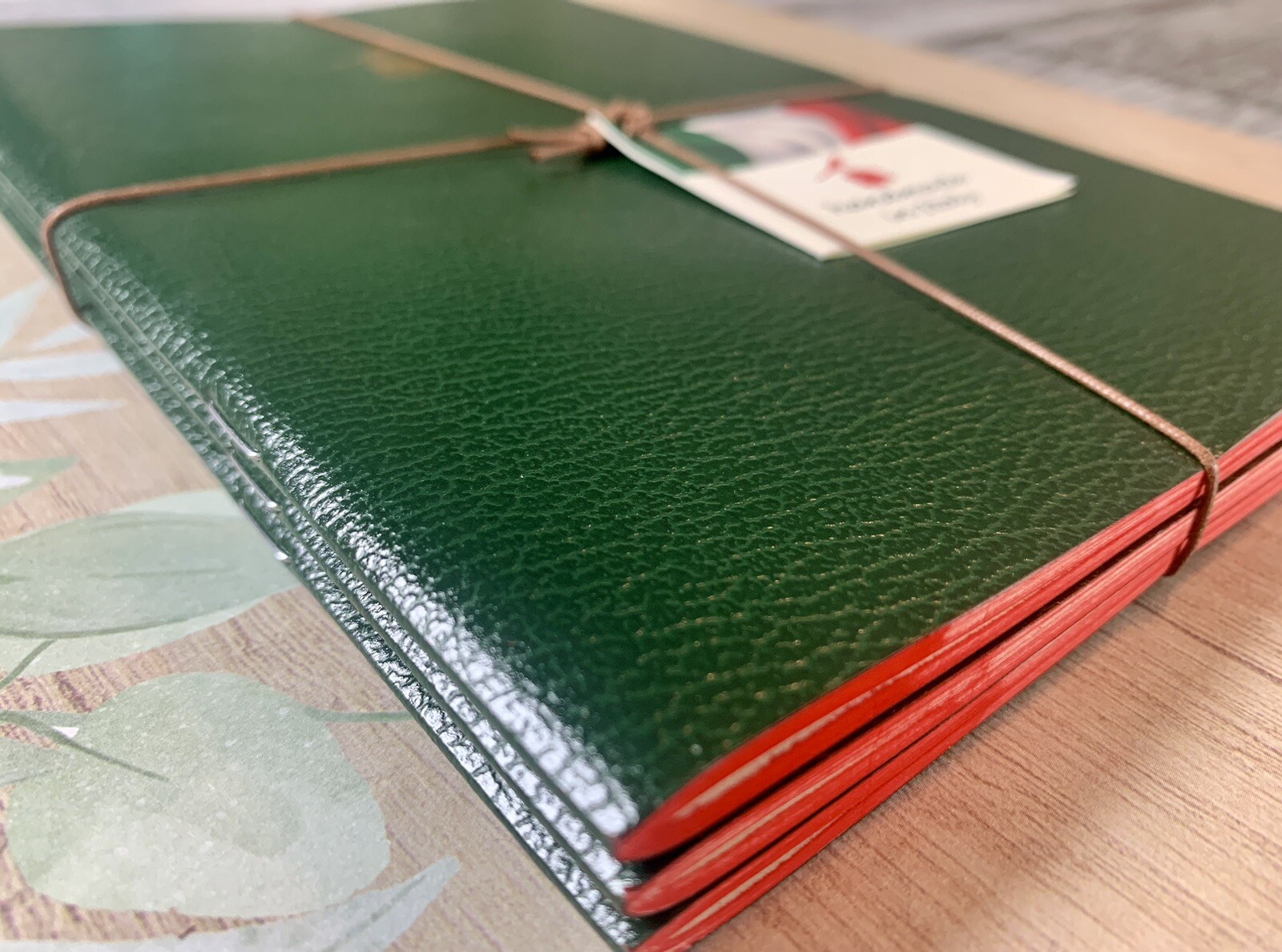 Bieffe Handmade Journal Notebook Made in ITALY 3 Pk Green Leather Birthday Gift