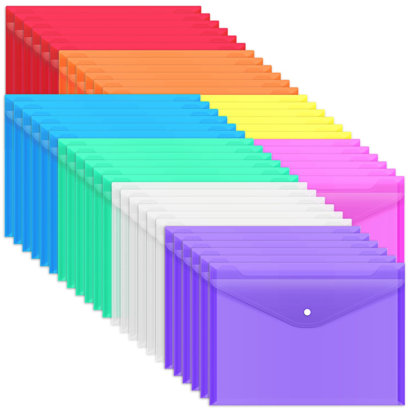 EOOUT 48 Pack Plastic Envelopes Poly Envelopes with Snap Closure, Clear Docum…