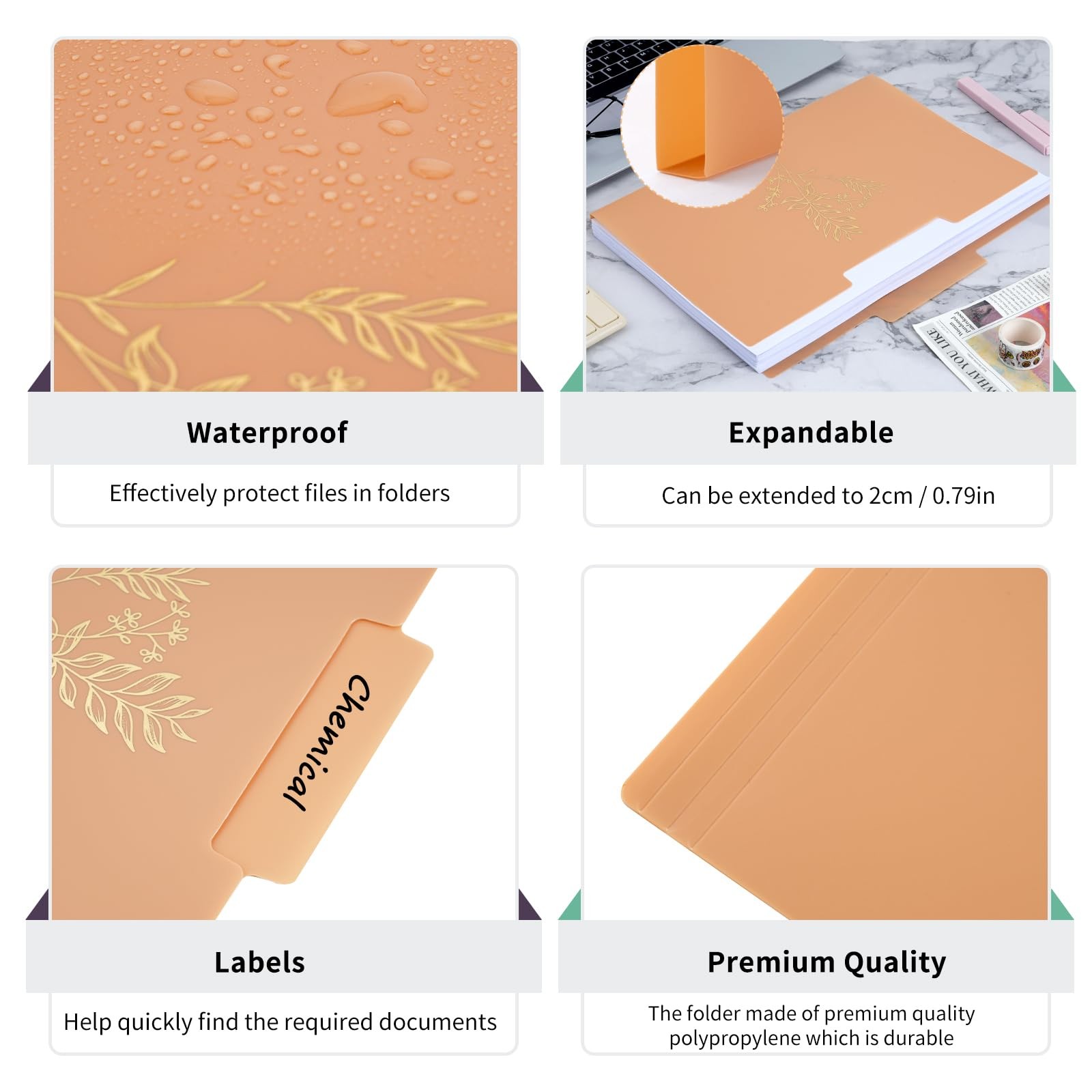 EOOUT 18 Pack Decorative File Folders Plastic Floral Colored Folders with Gol…