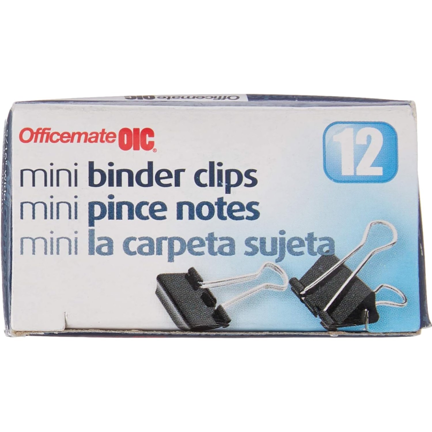 Durable Mini Binder Clips, 1/4 Inch Capacity, Box of 12 Black Clips