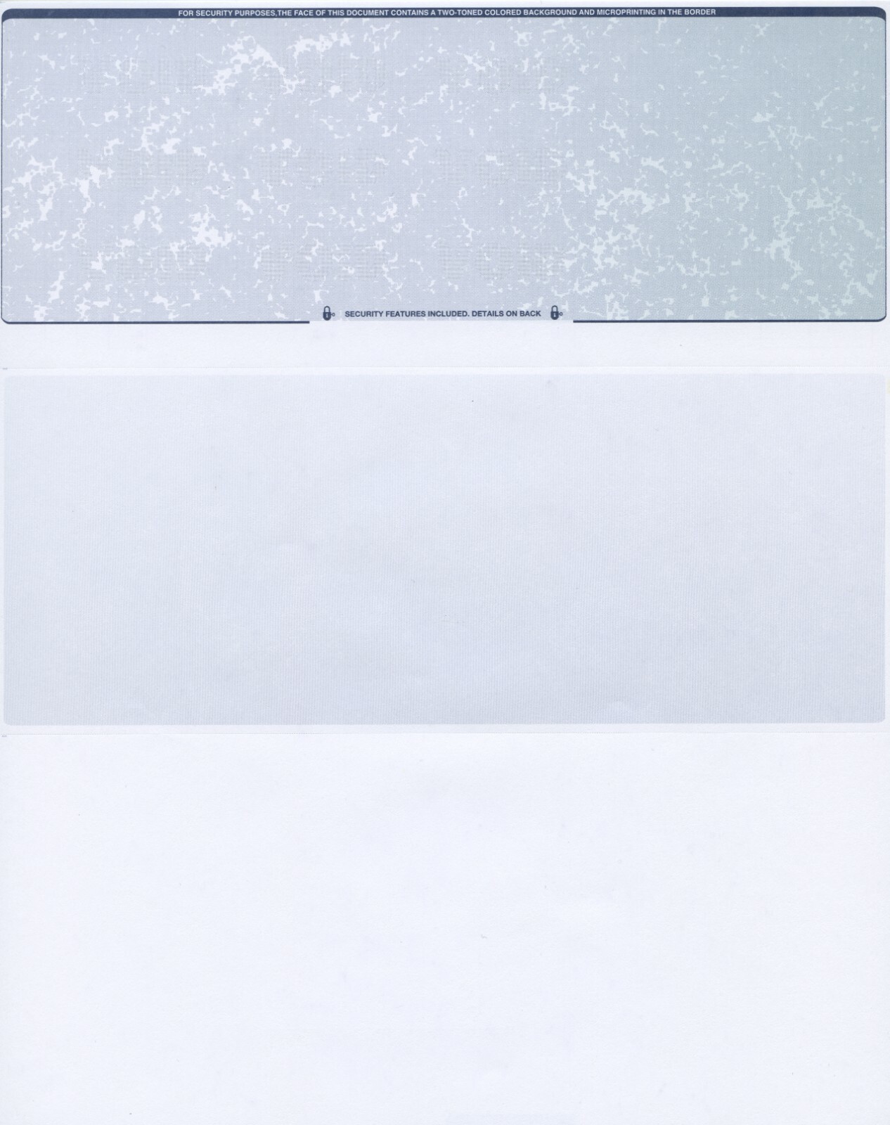 500 Blank Check Stock Paper – Check on Top – Blue/Green Prismatic