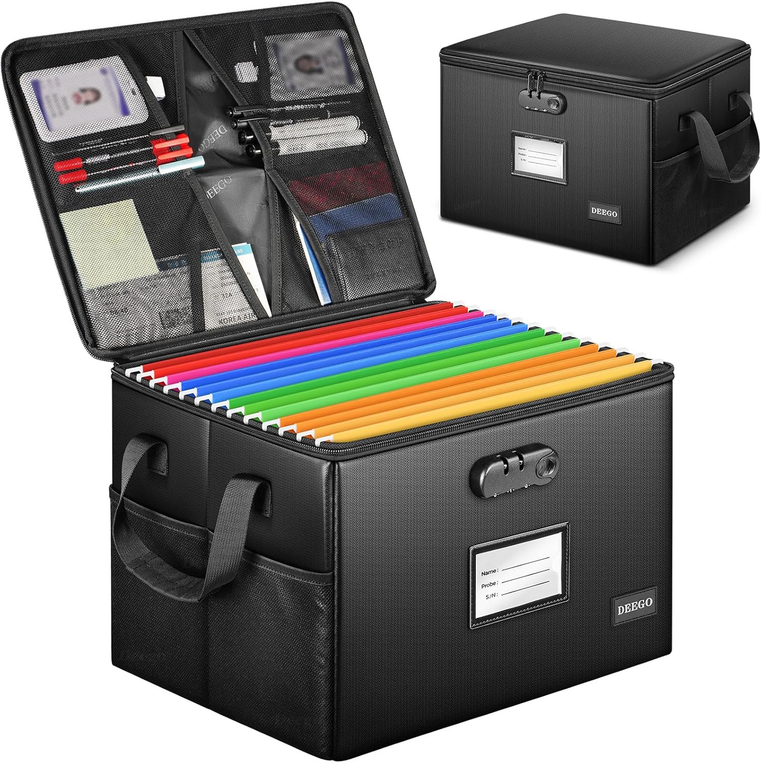 Fireproof Document Box Lock Water Resistant File Organizer for Home Office – US