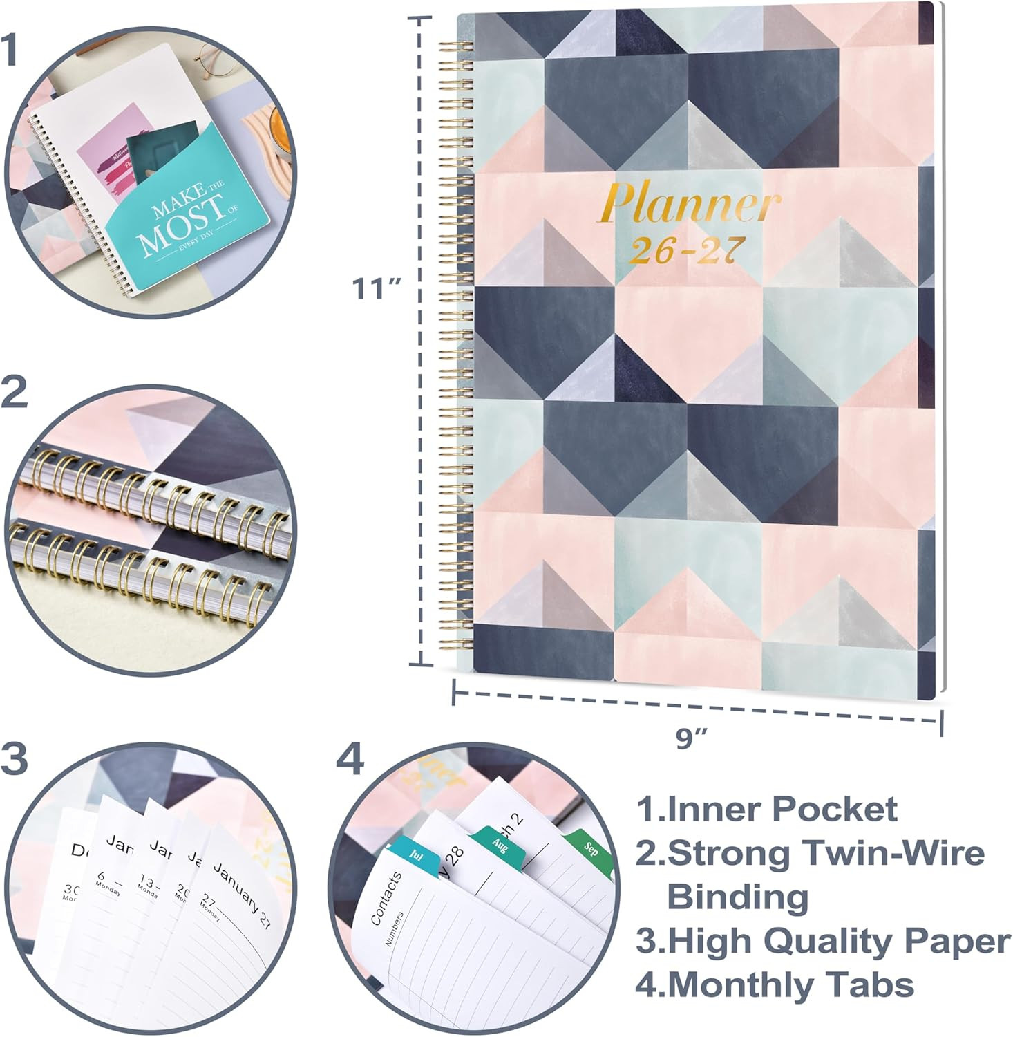 2026-2027 Planner – 9″ X 11″, JULY 2026 – JUNE 2027, Weekly & Monthly Academic P