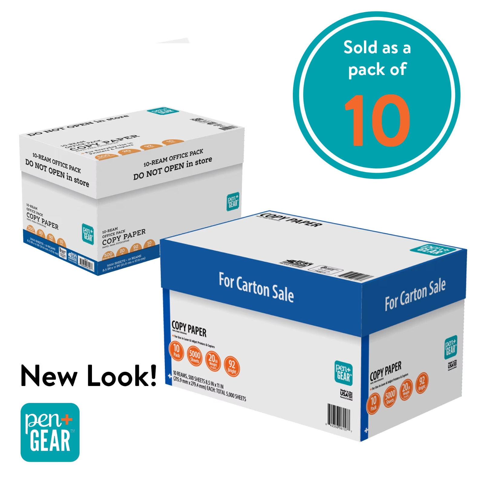 Pen+Gear Copy Paper 8.5×11 92 Bright White 20lb 5000 Sheets Office Printer Case