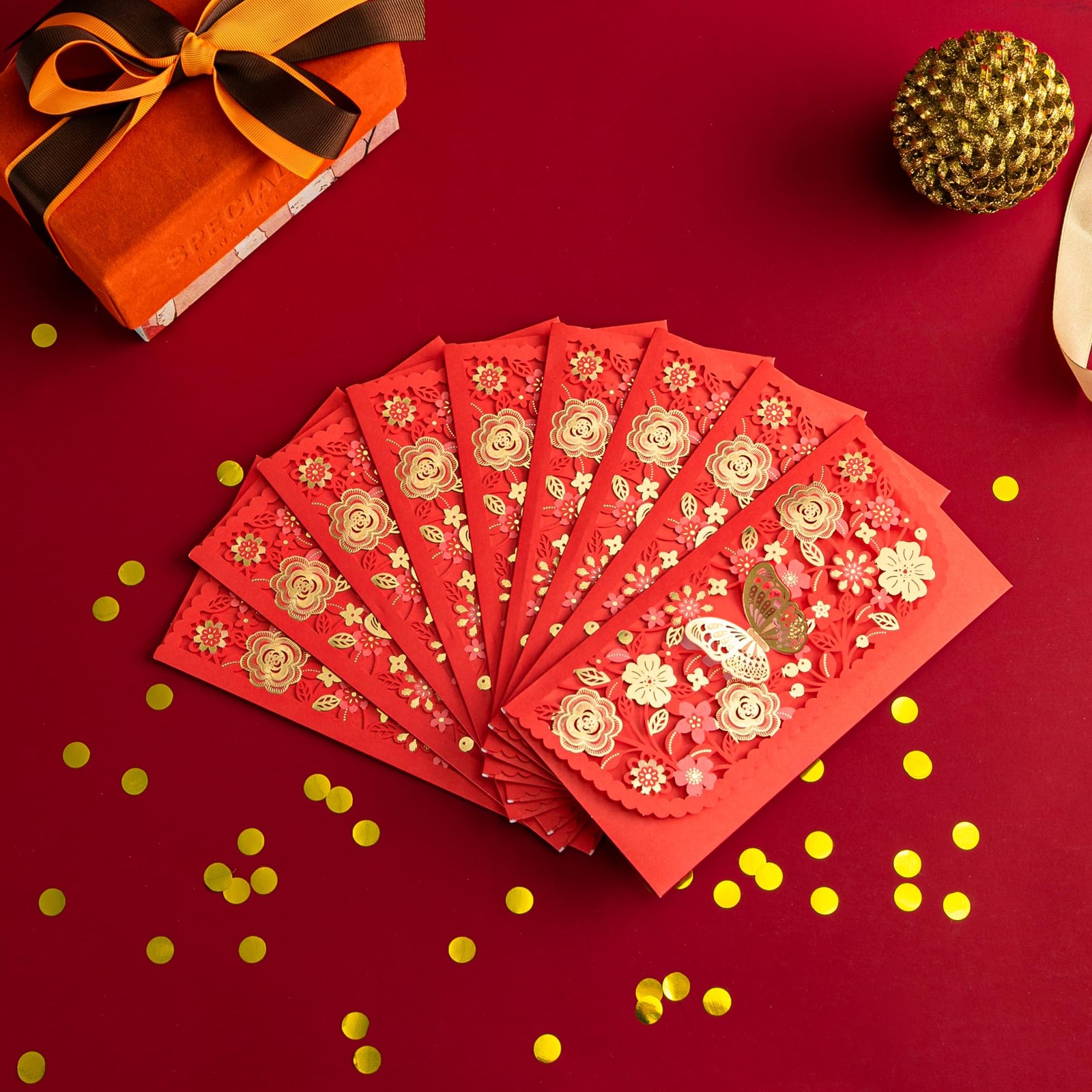 20pcs Luxurious Chinese New Year Red Envelopes, Standard, red