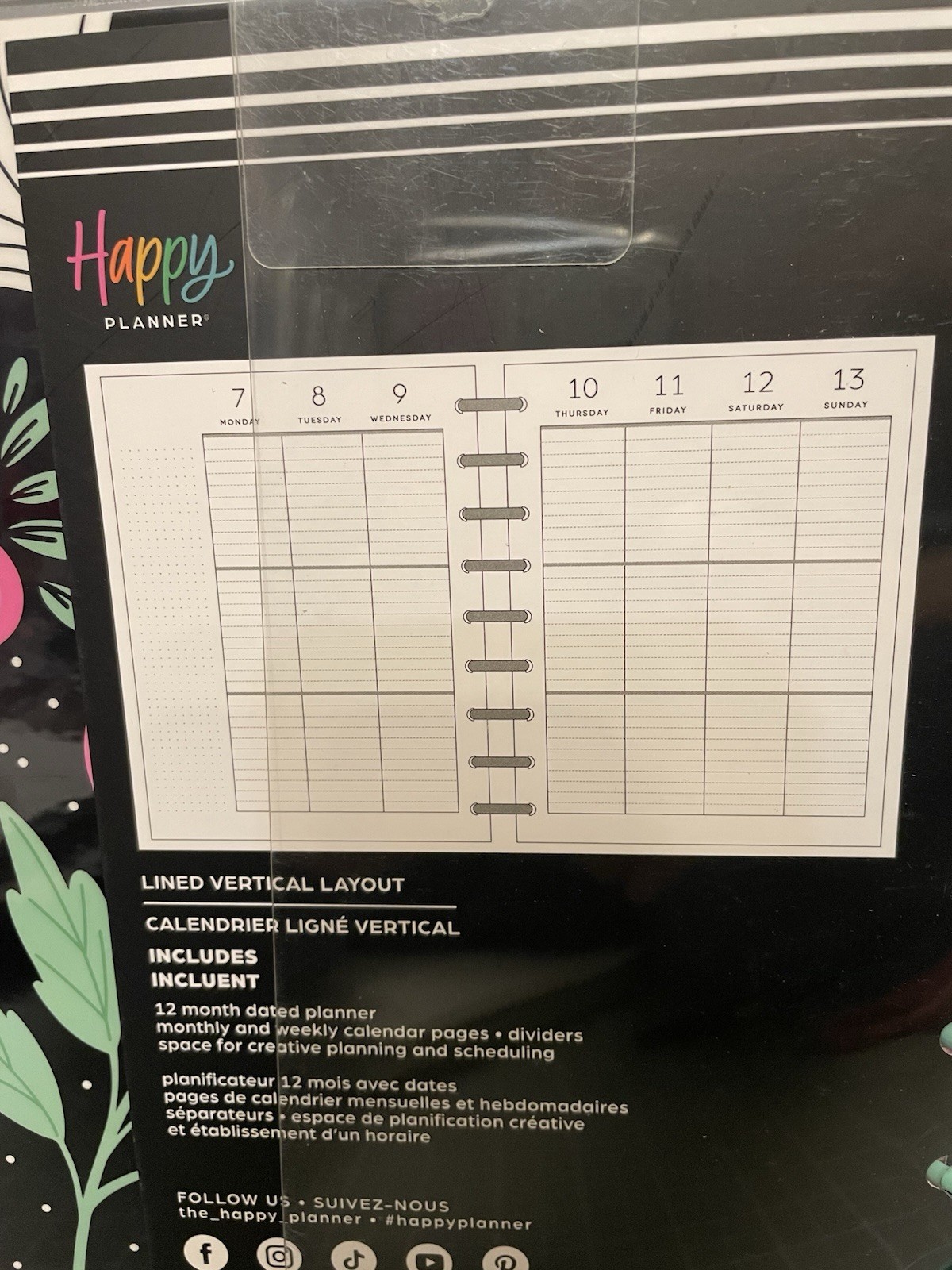 Happy Planner Classic Tiny Florals Lined Vertical Layout 12 Mo 9 Disc Size