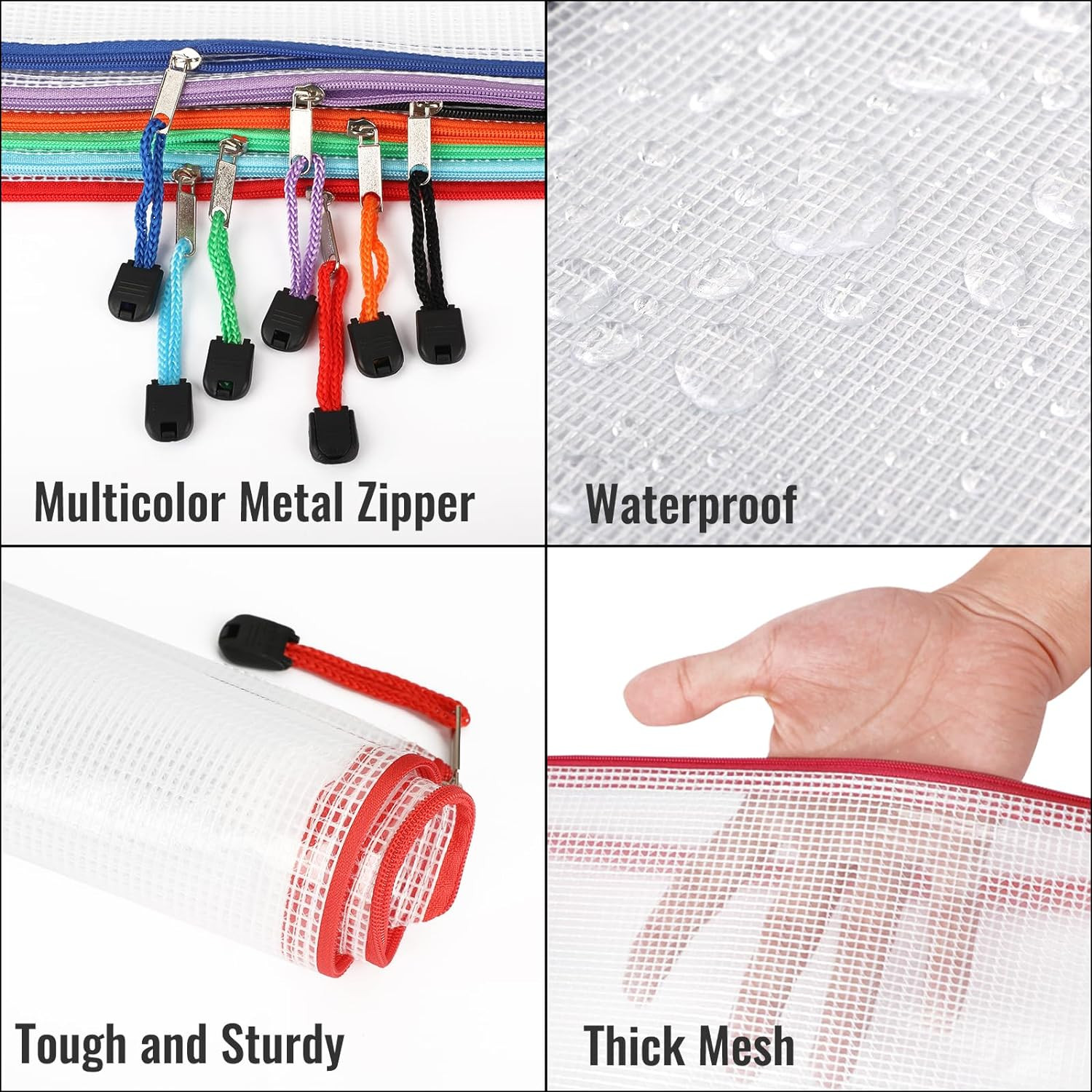 EOOUT 32pcs Mesh Zipper Pouch Bags, Mesh Bags with Zipper, Zipper Pouch for Orga