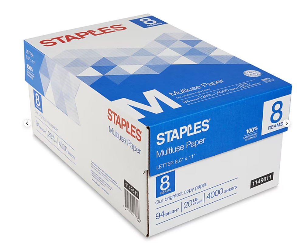 Copy Paper, 8.5″ x 11″ .,94 Brightness,4000Sheets/ 8 Ream. New