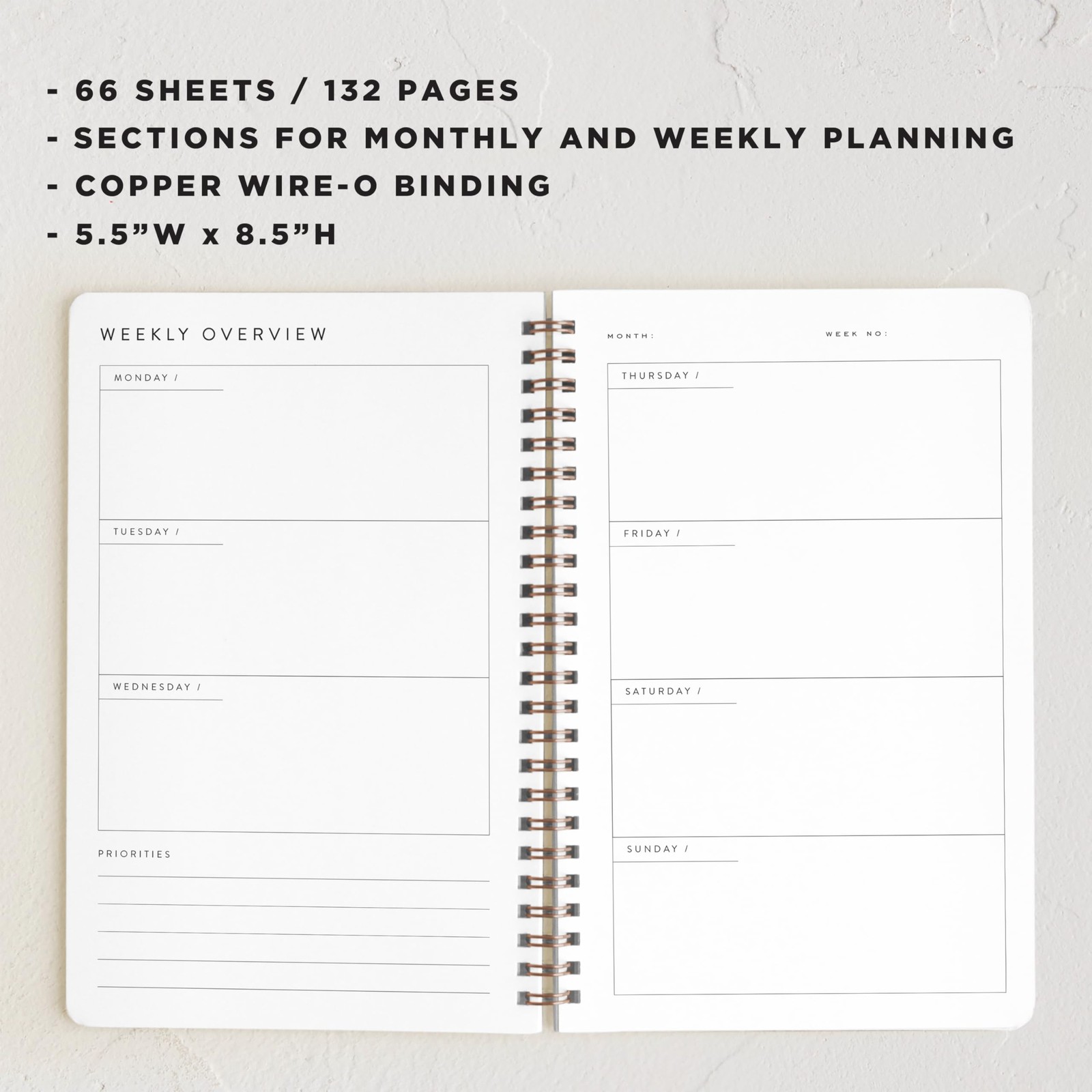 Minted Black Lines of Bows 2026 Weekly & Monthly A5,