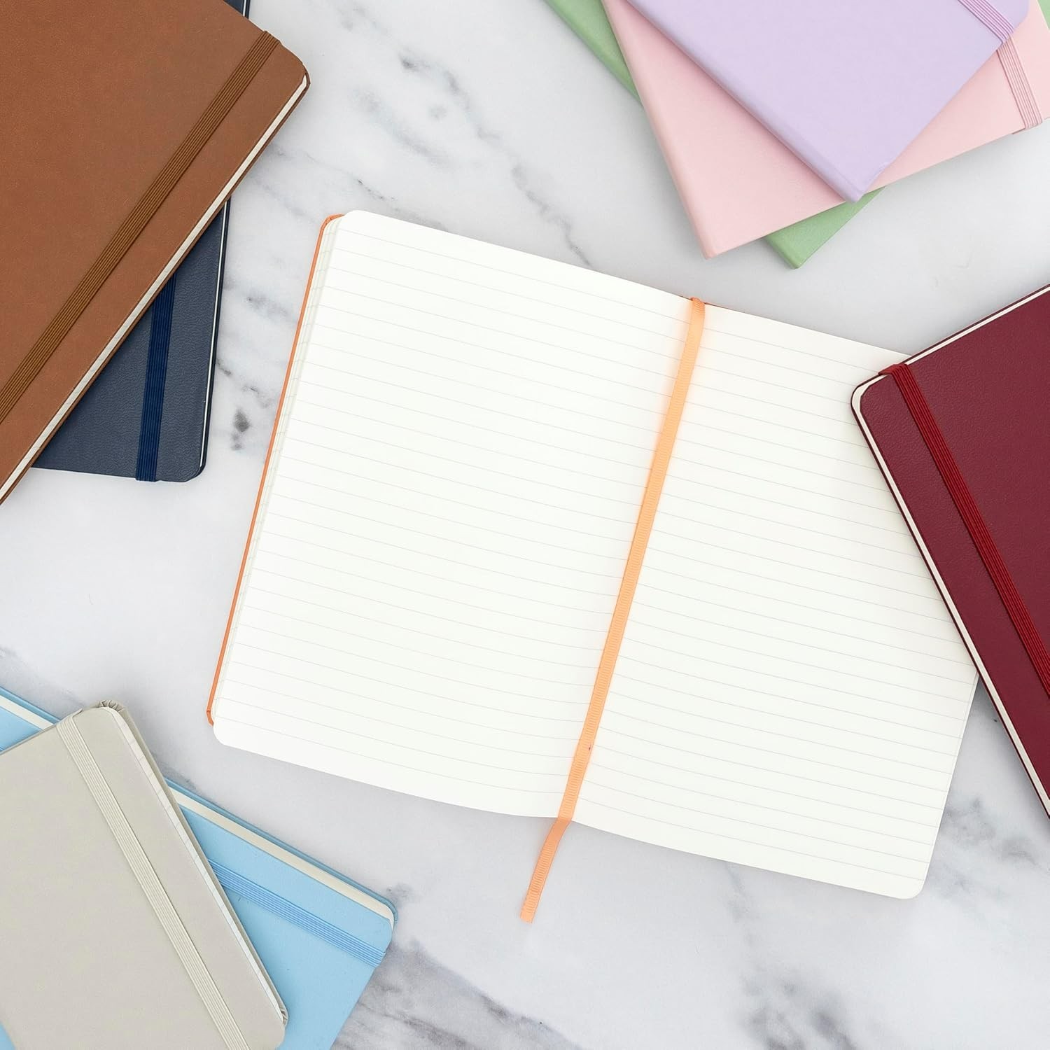 Lined Journal Notebooks, 10 Pack, (Black), 160 Pages, Medium 5.6 Inches X 8 Inch
