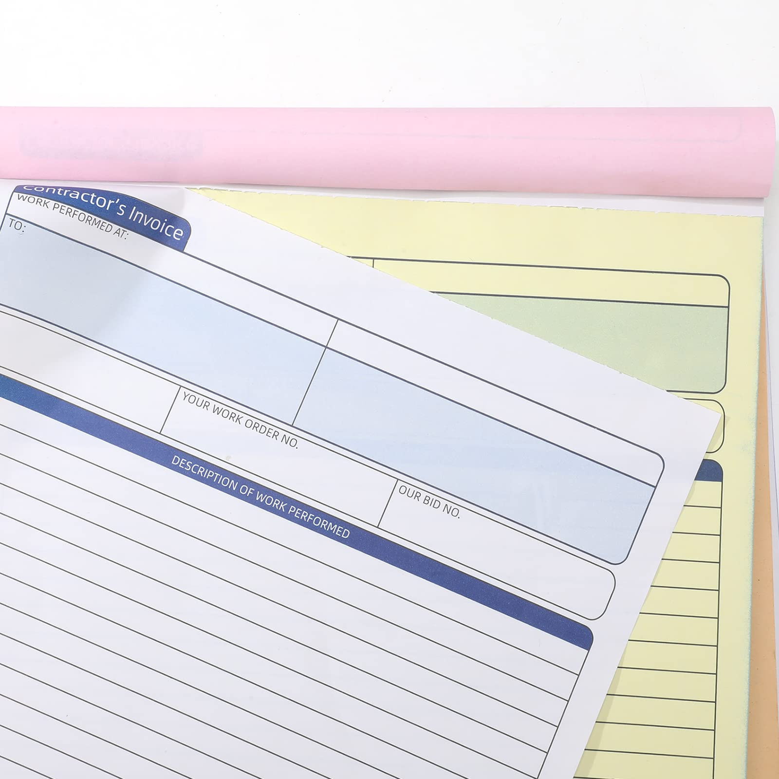 2 Pcs Contractors Invoice Book Carbonless Forms Receipt 8.5 x 11 Inch Work Order