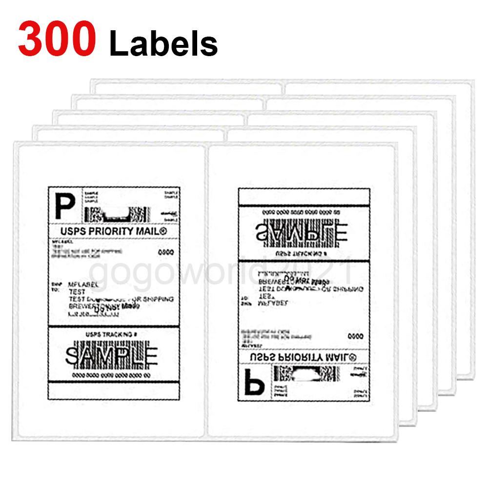 300 Shipping Labels 8.5×5.5 Rounded Corner Self Adhesive 2 Per Sheet Blank USA