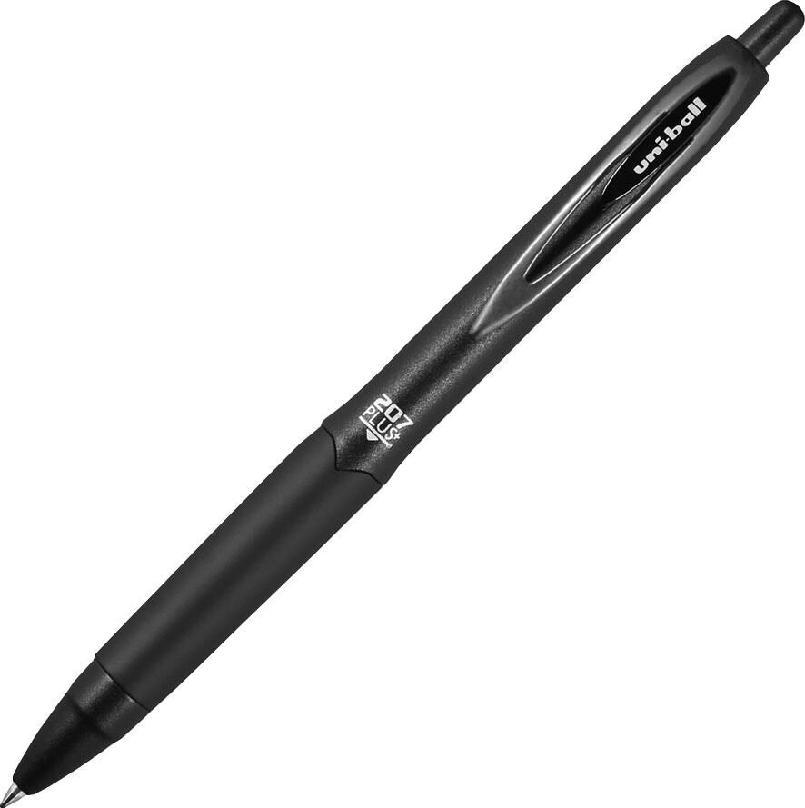 Uni-ball 207 PLUS+ 70462 Black Gel Ink 0.7mm Medium Point Pens, Box of 12