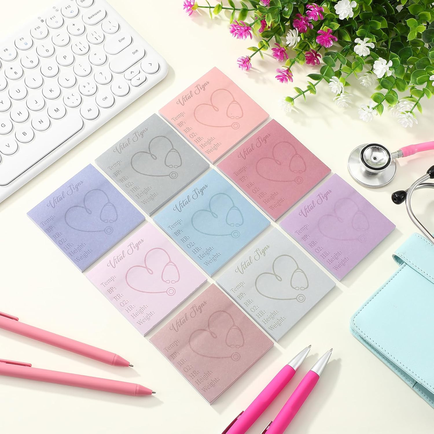9 Pcs Vital Signs Sticky Notes Cute Self Stick Notepads Easy to Post Desk Suppli