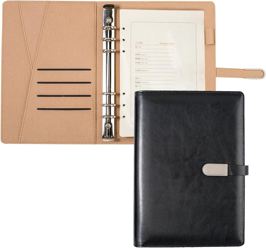 A5 Binder Organizer – Unisex Business Planner – PU Leather Journal -6 Ring Binde
