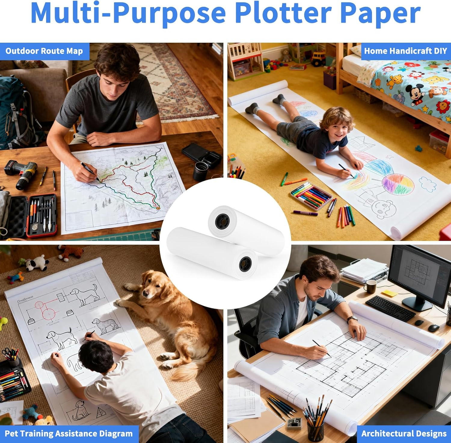 Wide Format Paper – 24″ X 150′ Plotter, 2 Roll CAD Bond, 20 Lb Bond, Paper on 2″