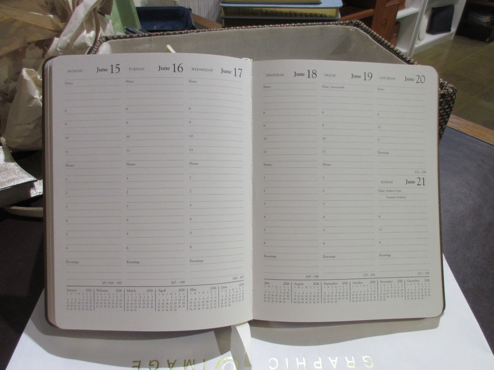 2026 Leather Datebook Desk Diary Planner Cover Graphic Image TAN