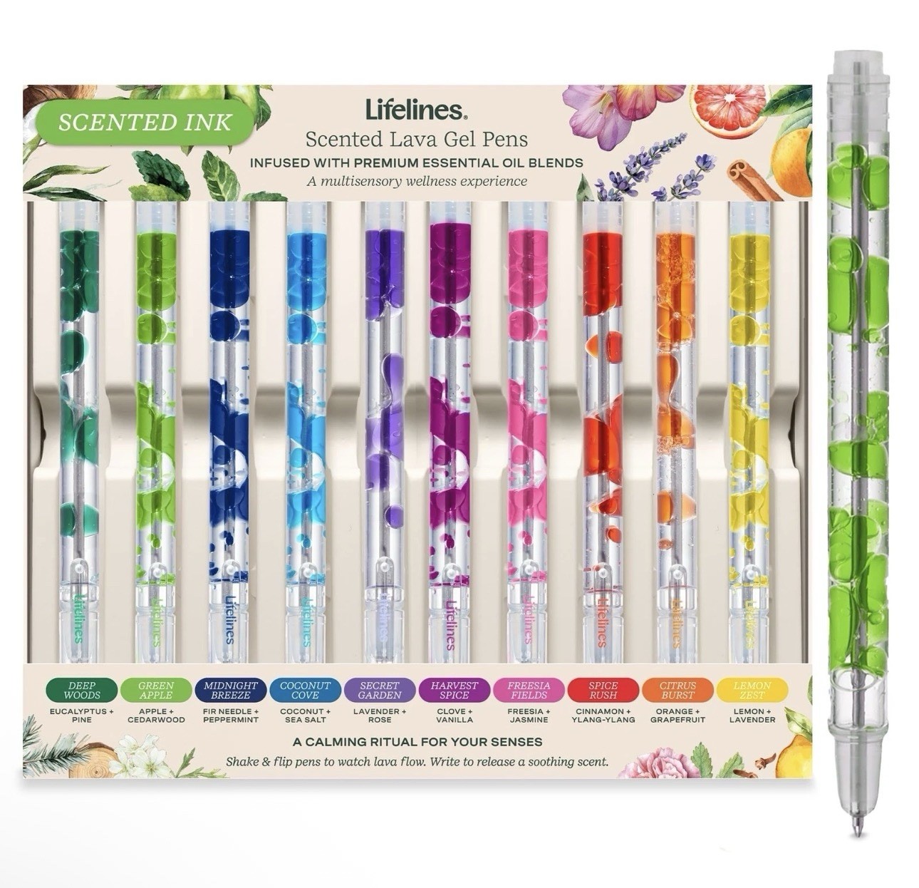 Lifelines Scented Lava Gel Pen 1 Count (Pack of 10), Multicolor – 10 Pack