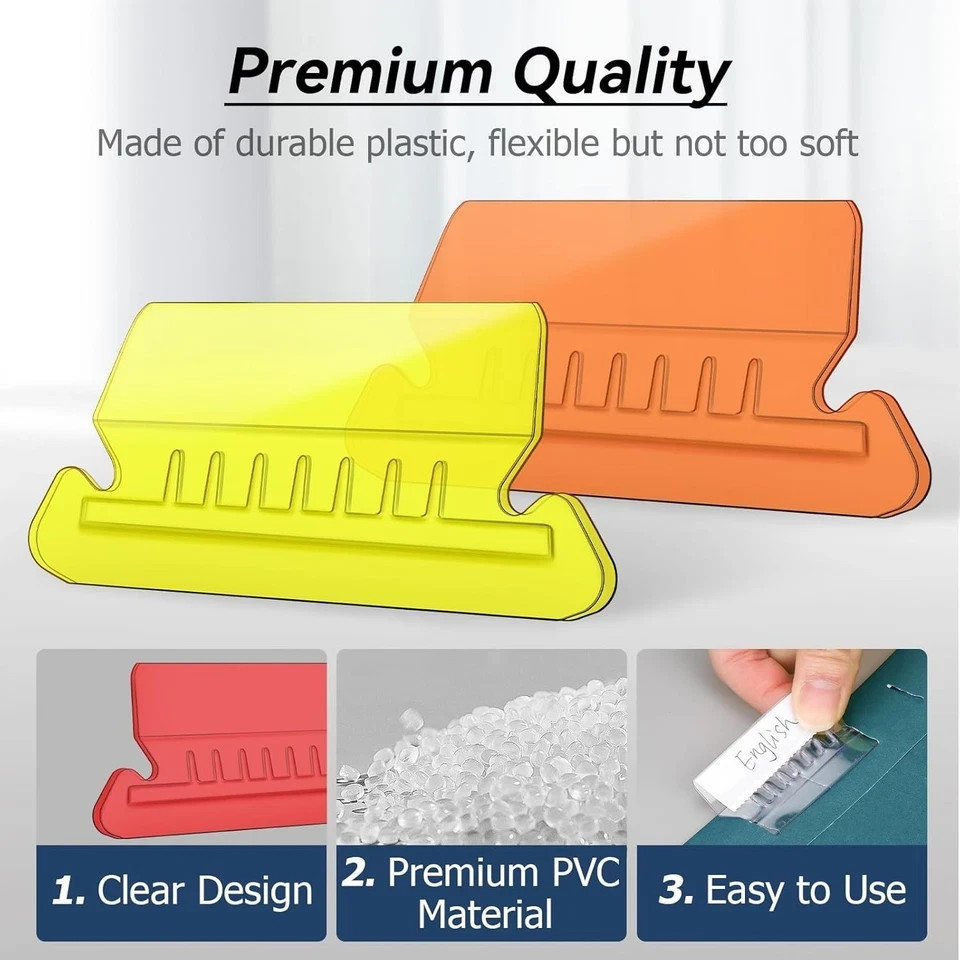 60 Pcs 2″ Hanging File Folder Tabs and 60 Pcs Inserts for Quick Identification