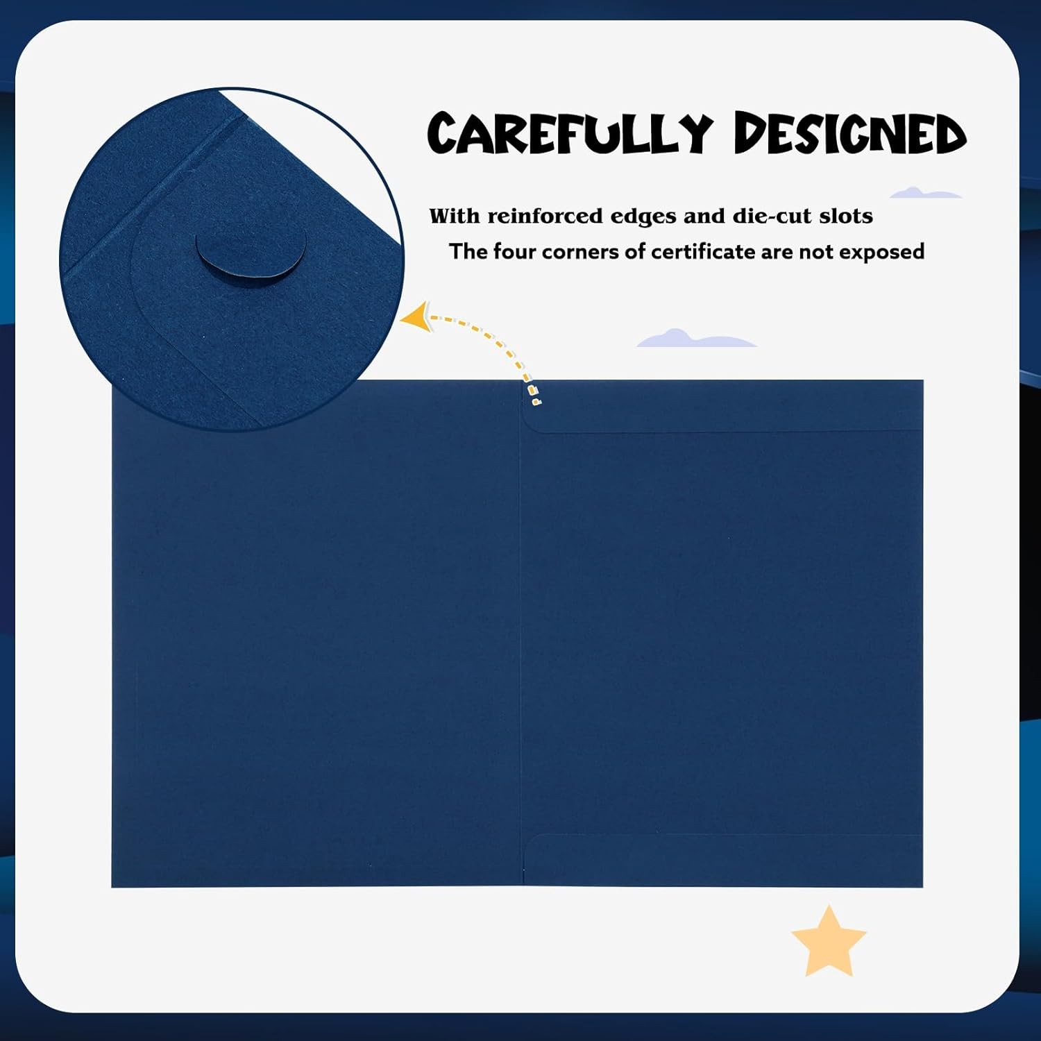 Certificate Holders, 12 Pack Navy Blue Diploma Holders with Gold Foil Border, Ce