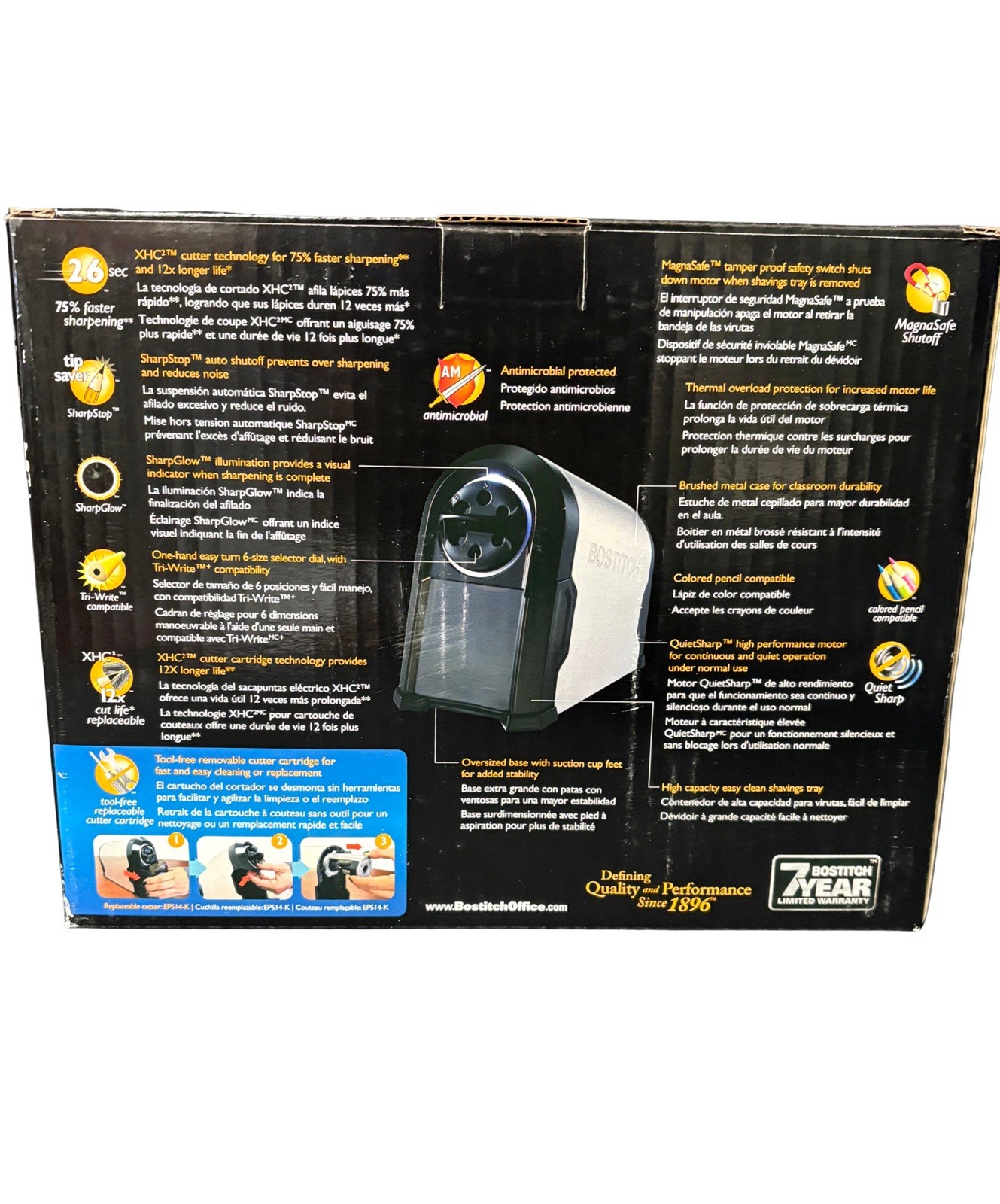 Bostitch SuperPro Glow Commercial Electric Pencil Sharpener, Black – Classroom